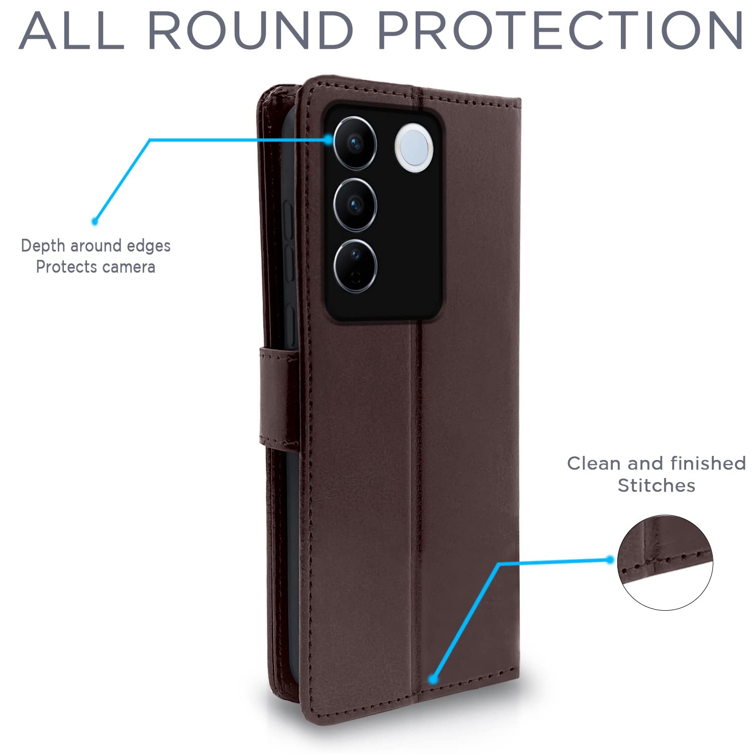 Pikkme Vivo V27 / V27 Pro 5G Vintage Flip Cover | Coffee