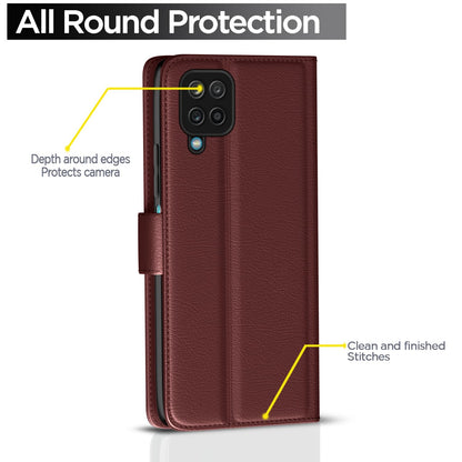 Pikkme Samsung Galaxy M12 / F12 / A12 Vintage Flip Cover |  Brown