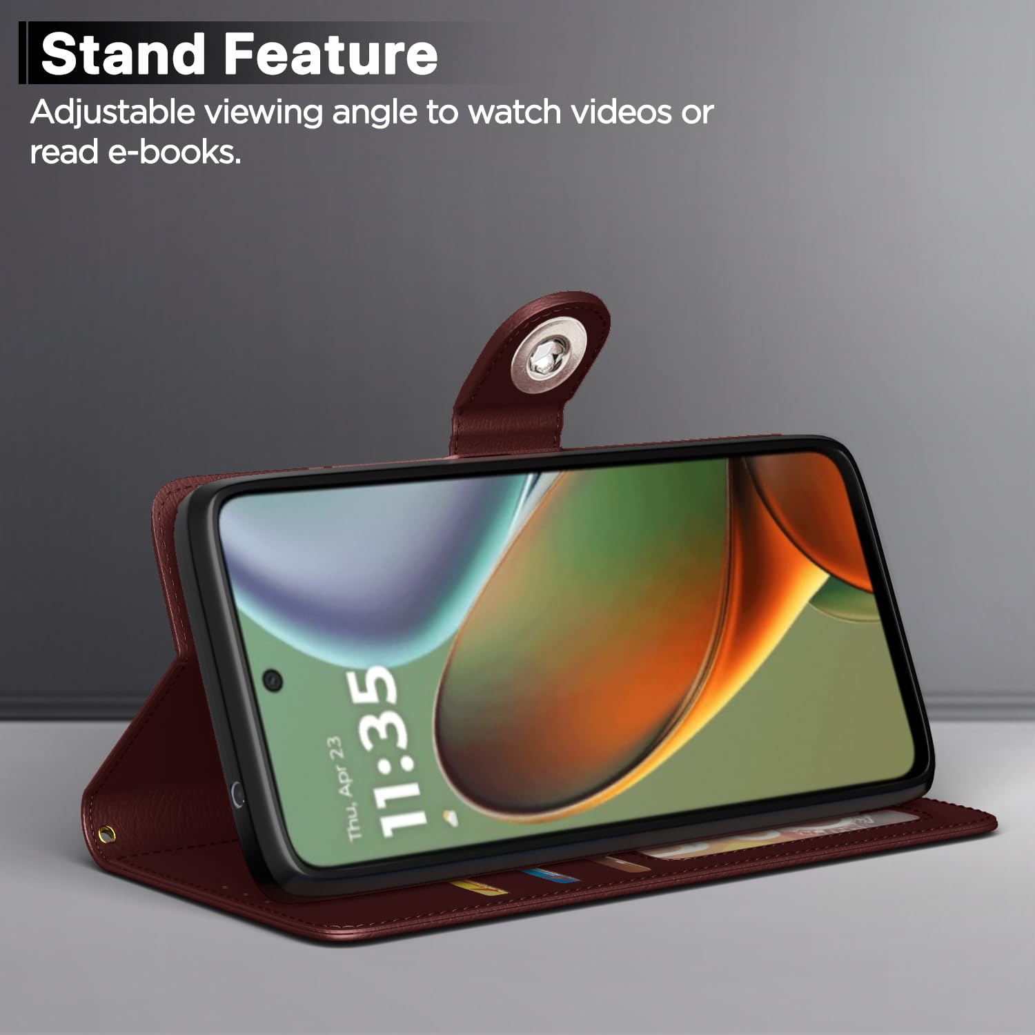 Moto G05 Button flip case in brown by Pikkme – photo 3