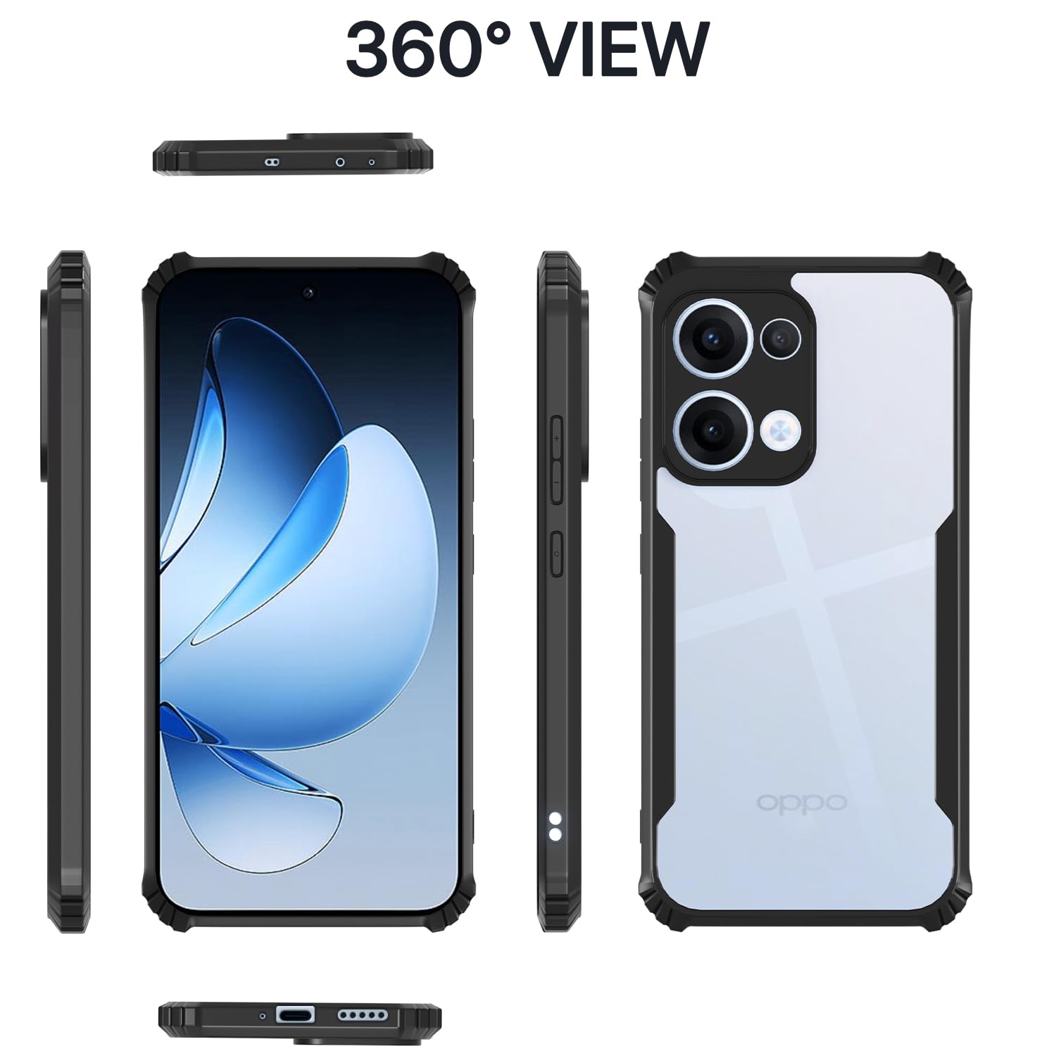Pikkme Oppo Reno 13 5G Eagle Crystal Clear Transparent Back Cover (Black)