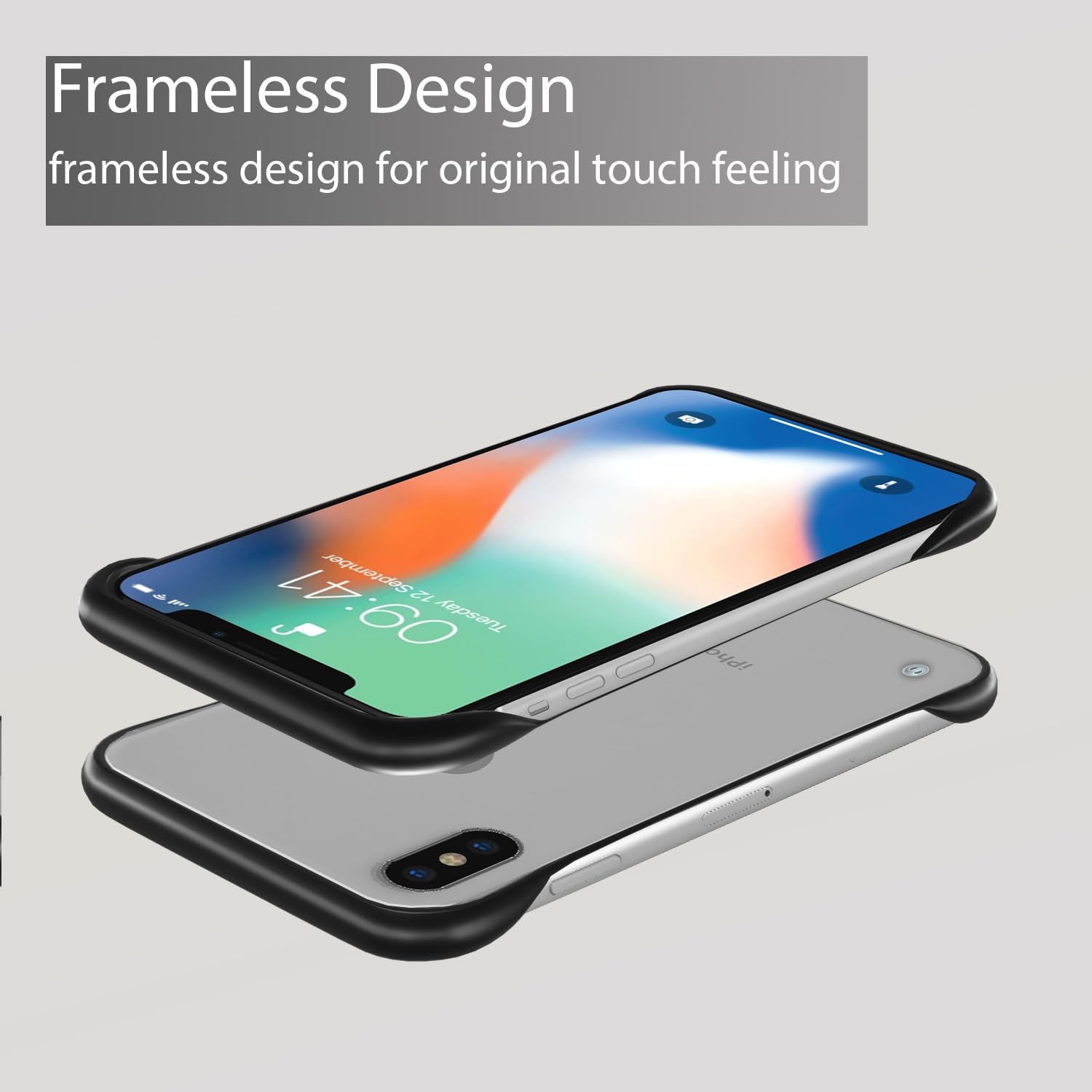 Pikkme iPhone X/Xs  Frameless Back Cover (Black)