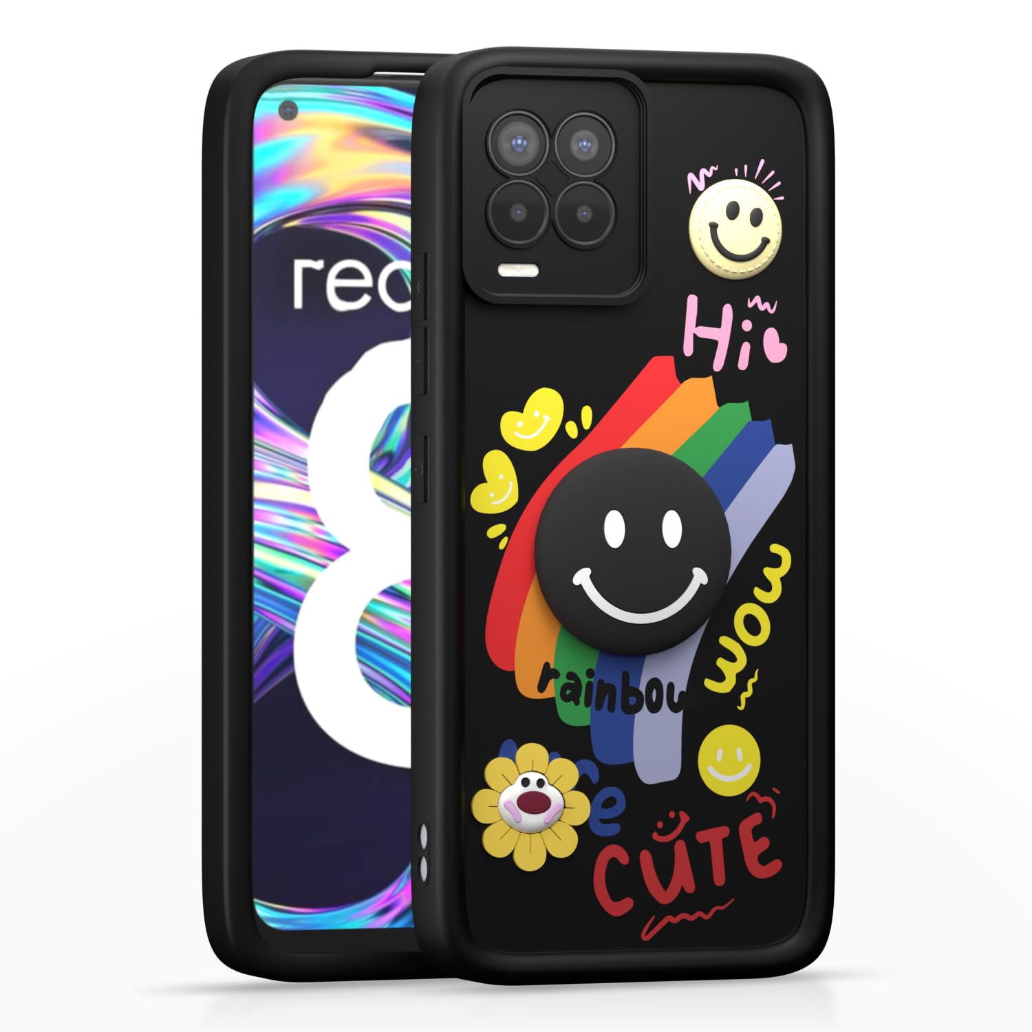 Black back cover for Realme 9/8s/8/Narzo 30 5G – Pikkme