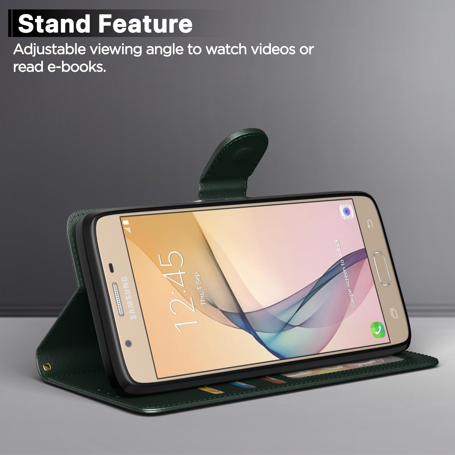 Pikkme green wallet flip cover for Samsung J7 Prime – photo 3