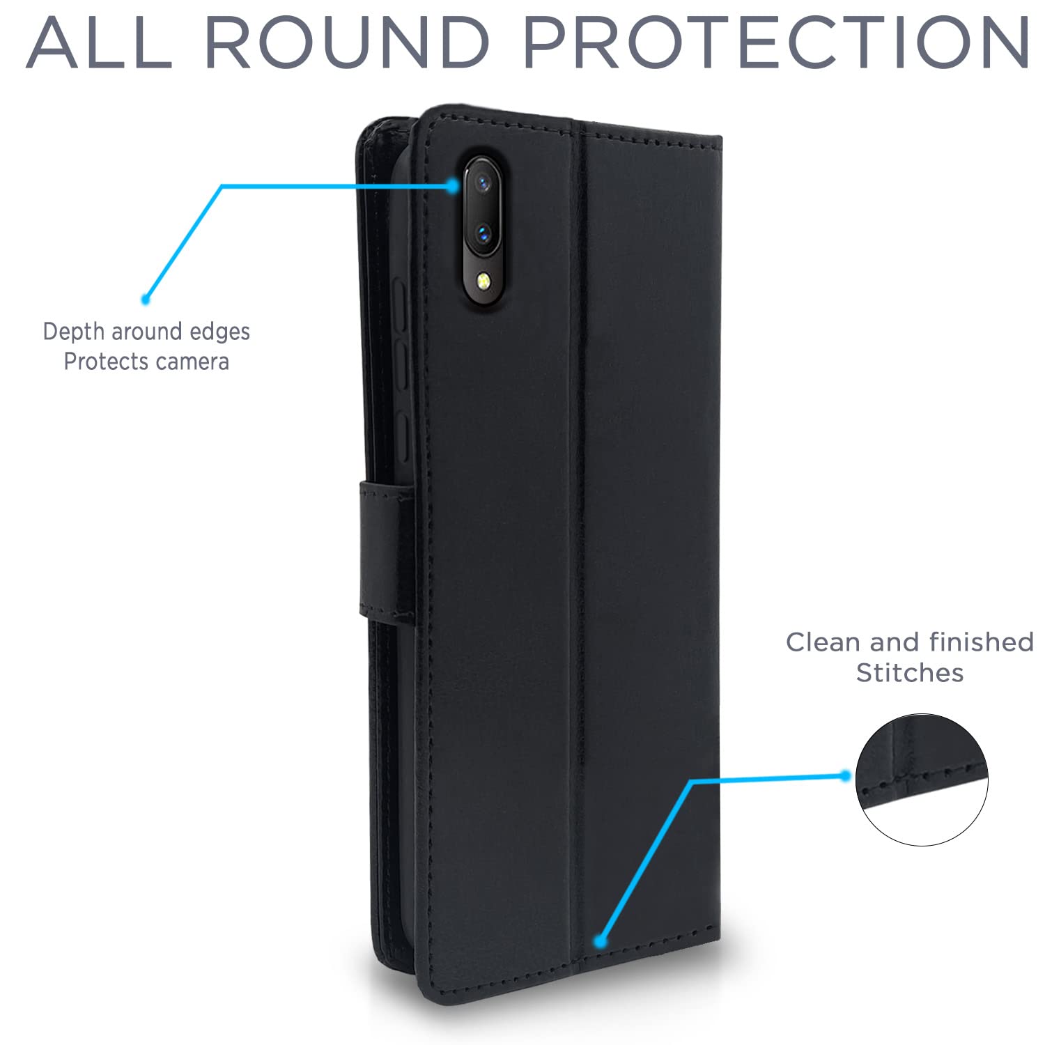 Pikkme Vivo V11 Pro Vintage Flip Cover| Black