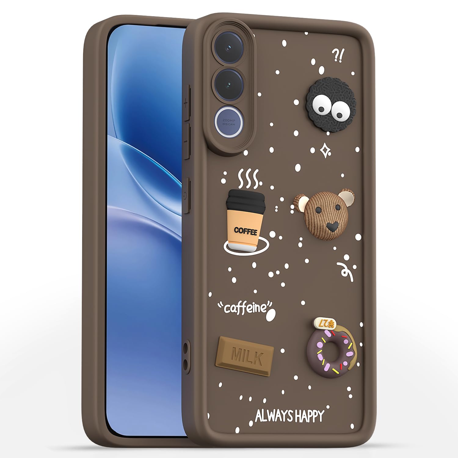 Vivo V70 FE 5G/3D Silicone mobile cover in brown by Pikkme