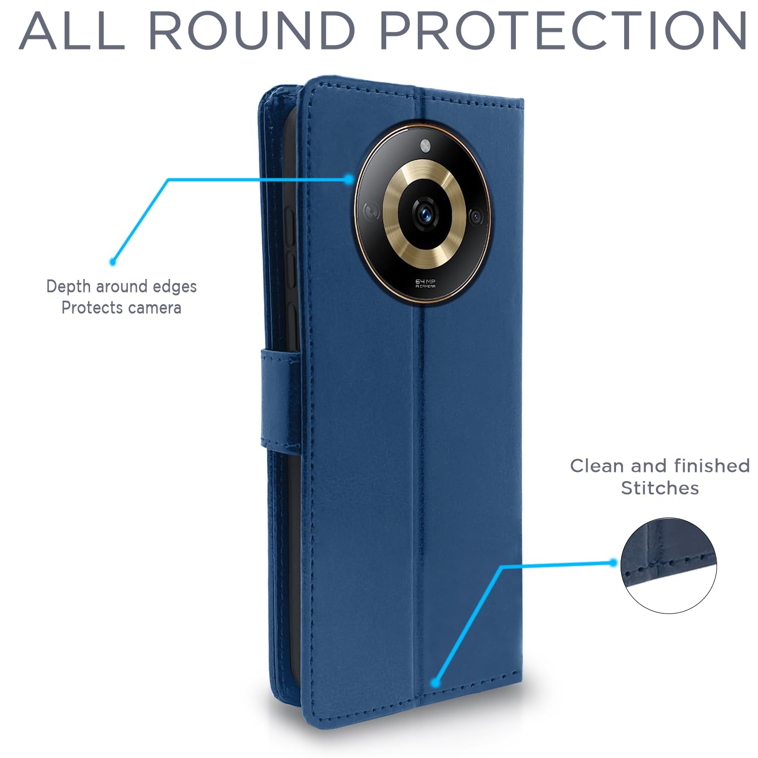 Pikkme Realme Narzo 60 5G Wallet blue mobile flip cover – photo 4