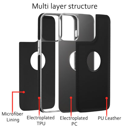 Pikkme iPhone 12 Mini Silver Electroplated Chrome Leather Back Cover (Black)