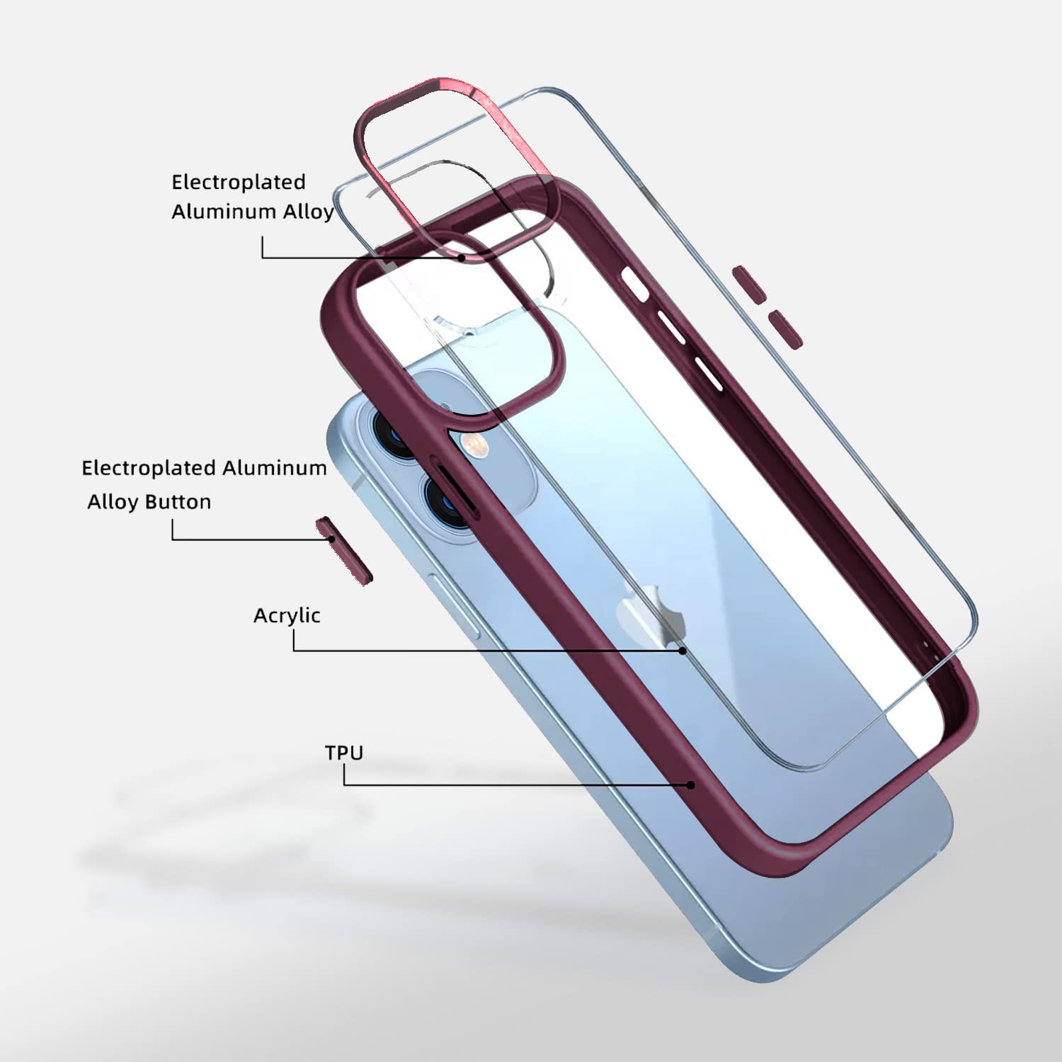 Pikkme iPhone 11 Electroplated Crome Metal Ring Back Cover (Magenta)