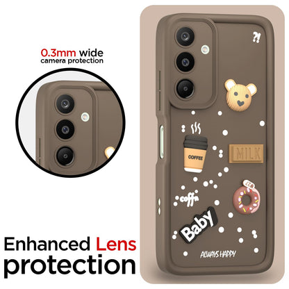 Pikkme Samsung Galaxy M16 5G Cute Fun Cartoon 3D Bear Coffee Back Cover (Brown)