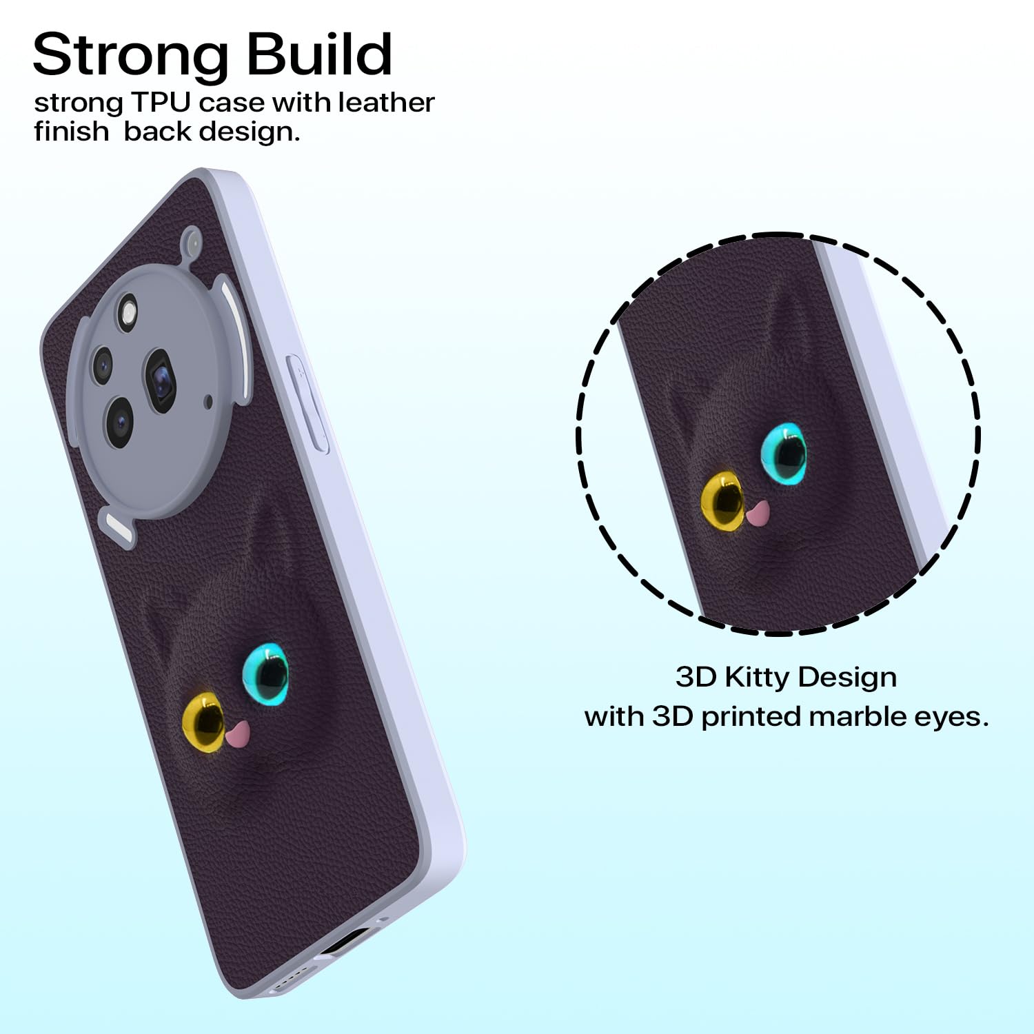 Pikkme Nothing Phone 3a 5G Kitty Back Cover (Purple)