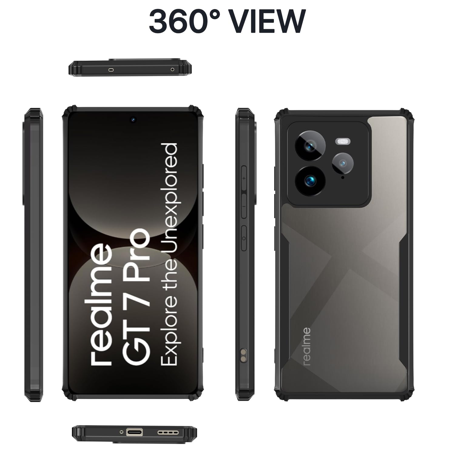 Pikkme Realme GT 7 Pro 5G Clear black back cover – photo 3