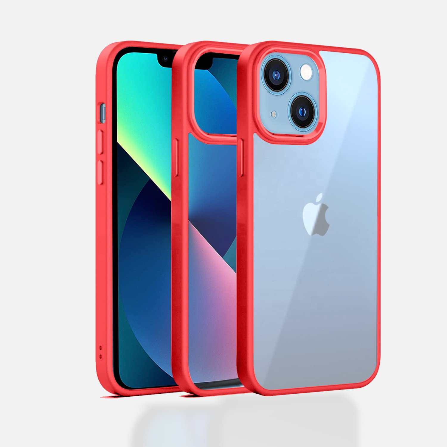 Pikkme iPhone 13 Electroplated Chrome Metal Ring Back Cover (Red)