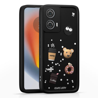 Bumper Case for Moto Edge 50 Fusion 5G | Cute Fun Cartoon 3D Bear Back Cover -Black