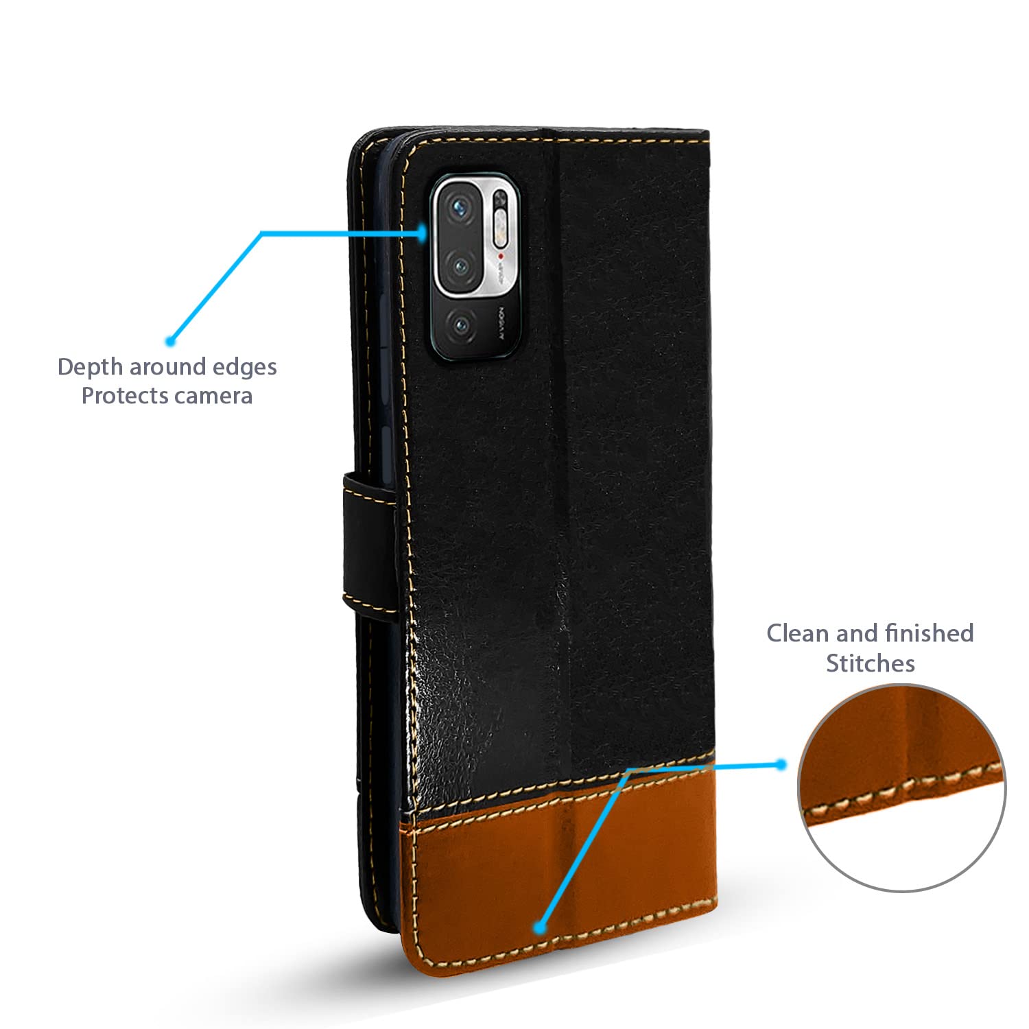 Black & brown mobile flip cover for Redmi Note 10T/Poco M3 Pro 5G – Pikkme – photo 4