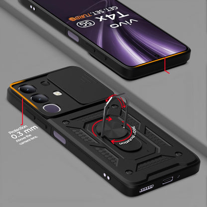 Pikkme Vivo T4x 5G D10 Tough Armor Back Cover (Black)
