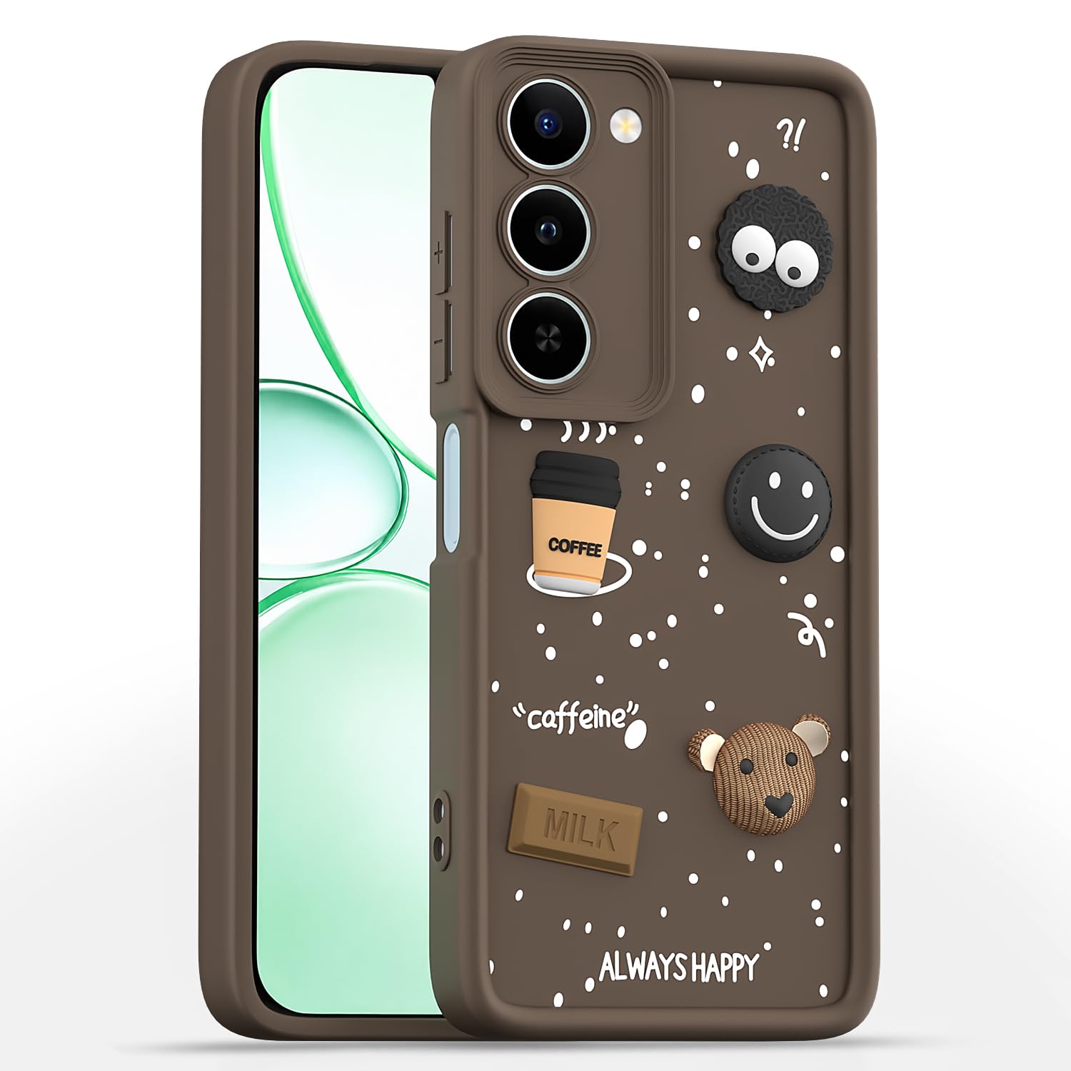 Pikkme brown Bear Coffee mobile back cover for Realme P4 Lite/C83 5G