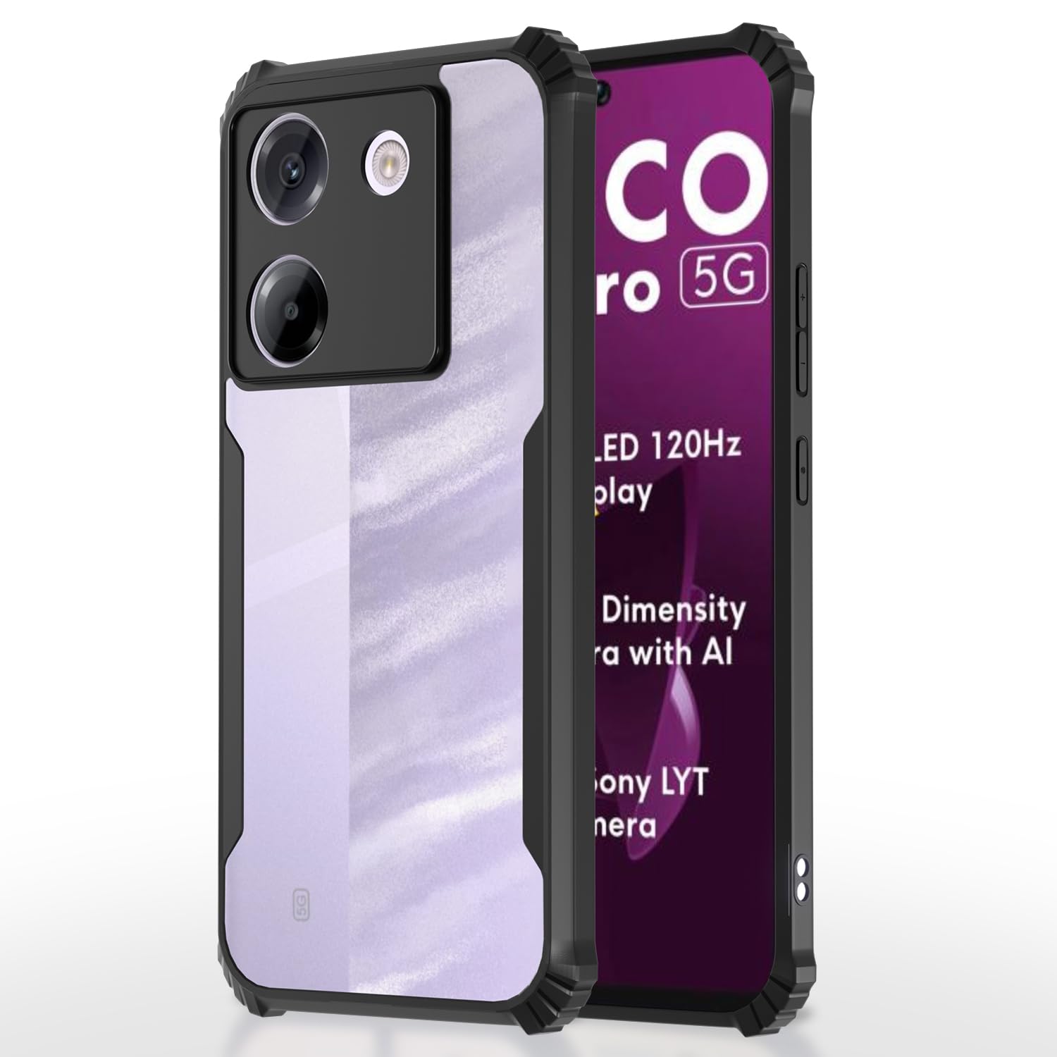 Poco M7 Pro 5G back cover in black by Pikkme