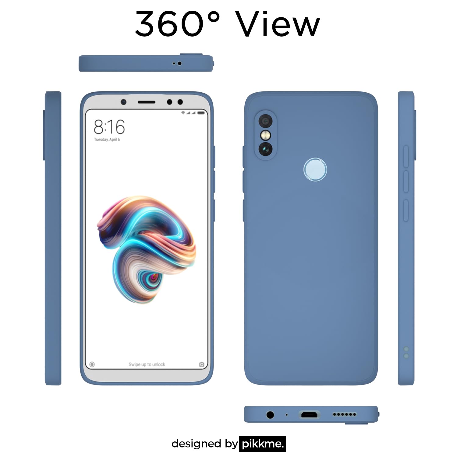 Pikkme  Redmi Note 5 Pro Soft Matte Silicone Shockproof Case (Aqua Blue)