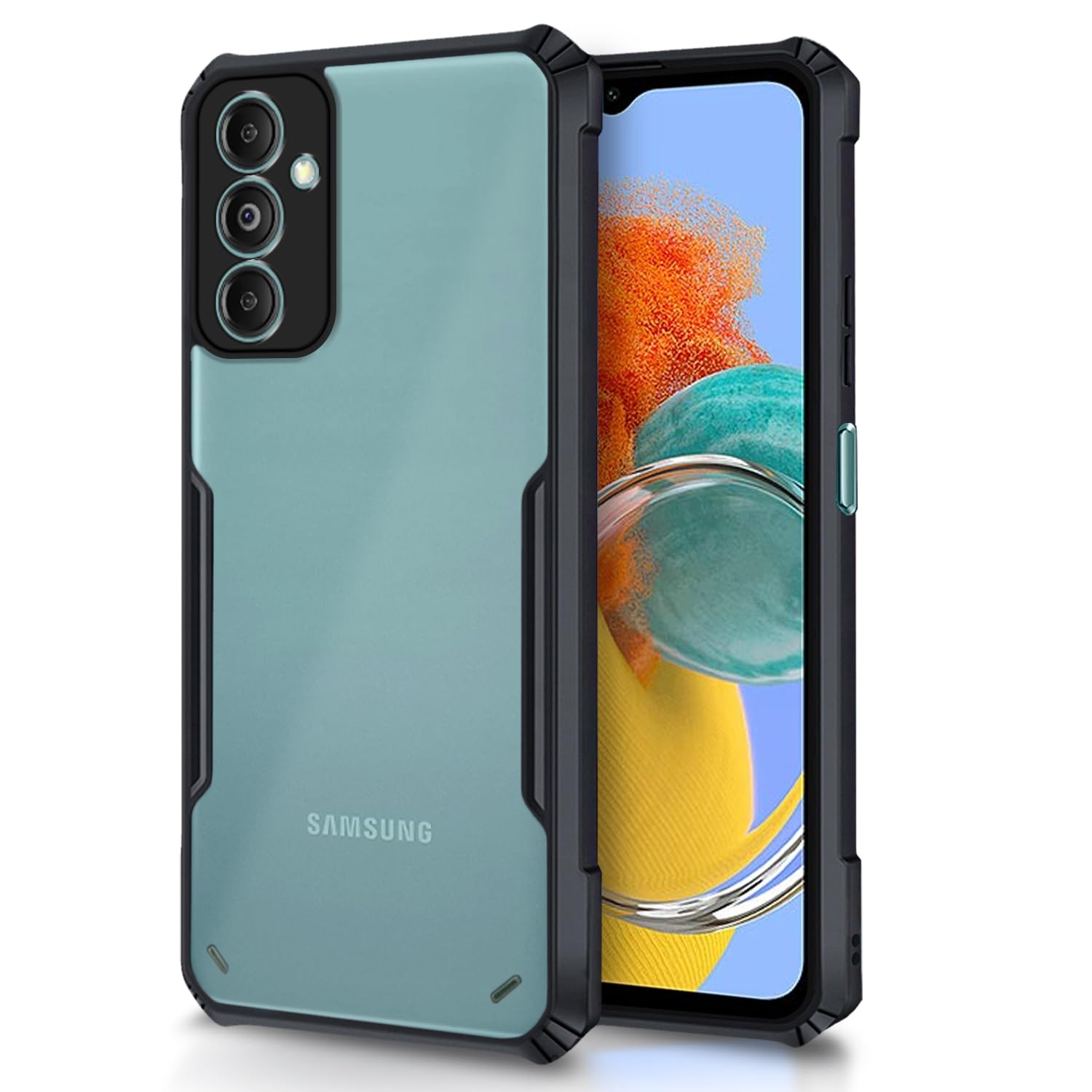 Pikkme Samsung M14 5G Clear thermoplastic polyurethane, black back cover