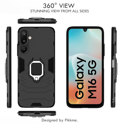 Pikkme Samsung Galaxy M16 5G D5 Tough Armor Back Cover (Black)