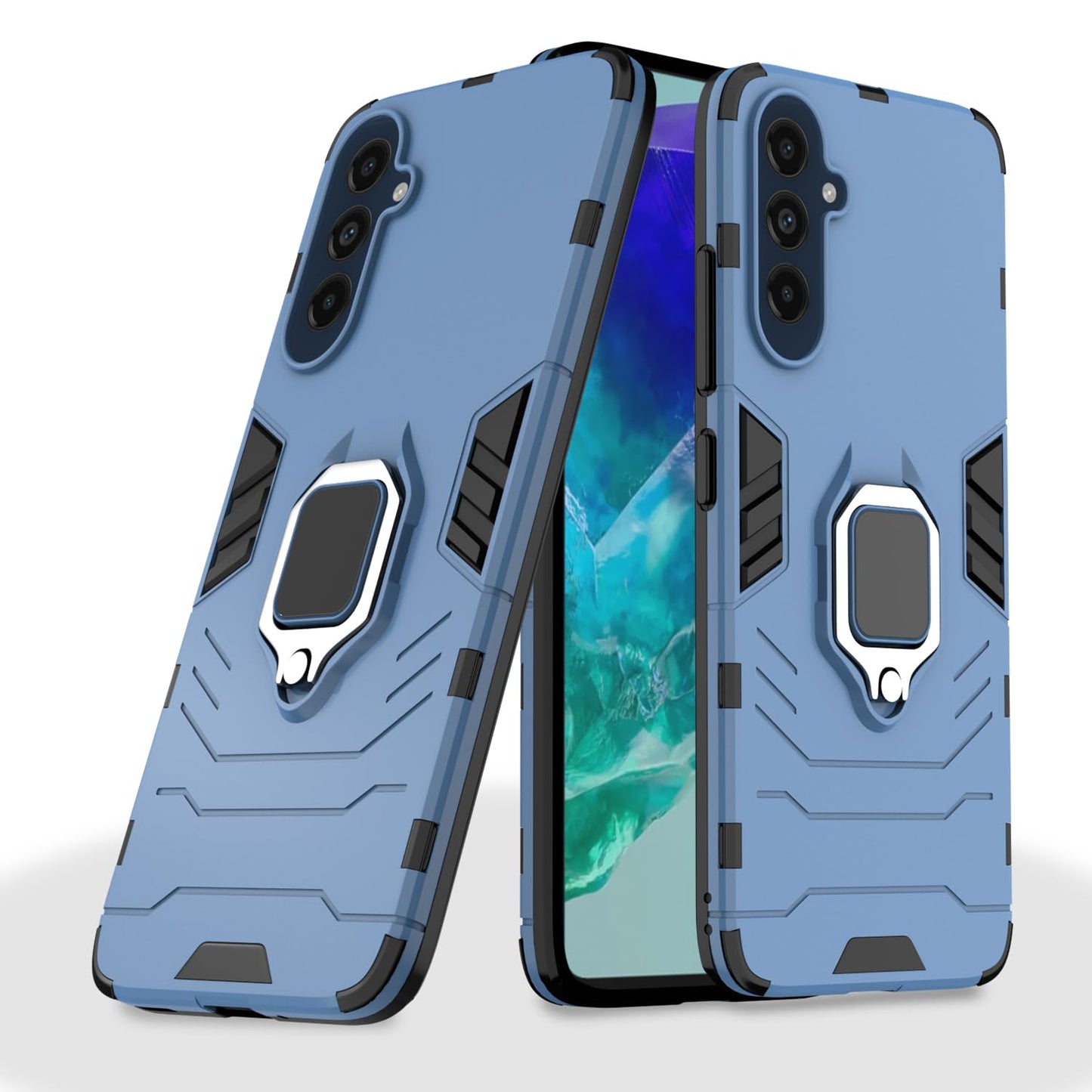 Pikkme Samsung Galaxy M55 5G D5 Tough Armor Back Cover (Blue)