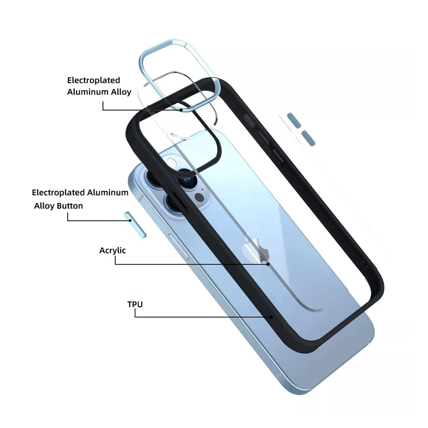 Pikkme iPhone 13 Pro Max Camring Back Cover (Black)