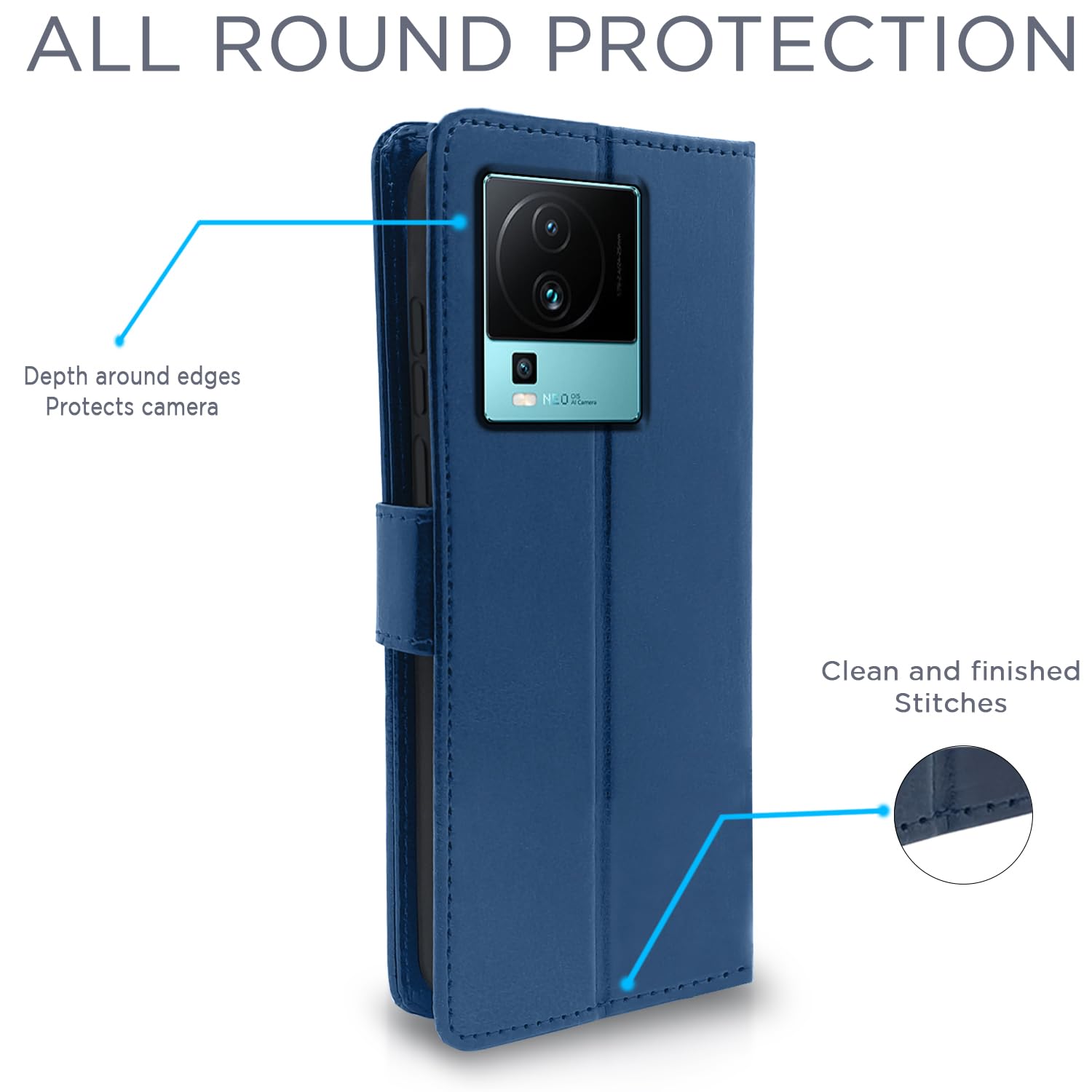 iQOO Neo 7 Pro 5G Wallet flip cover in blue by Pikkme – photo 5