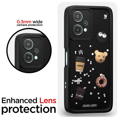 Pikkme OnePlus Nord CE2 Lite 5G Cute Fun Cartoon 3D Bear Coffee Back Cover (Black)
