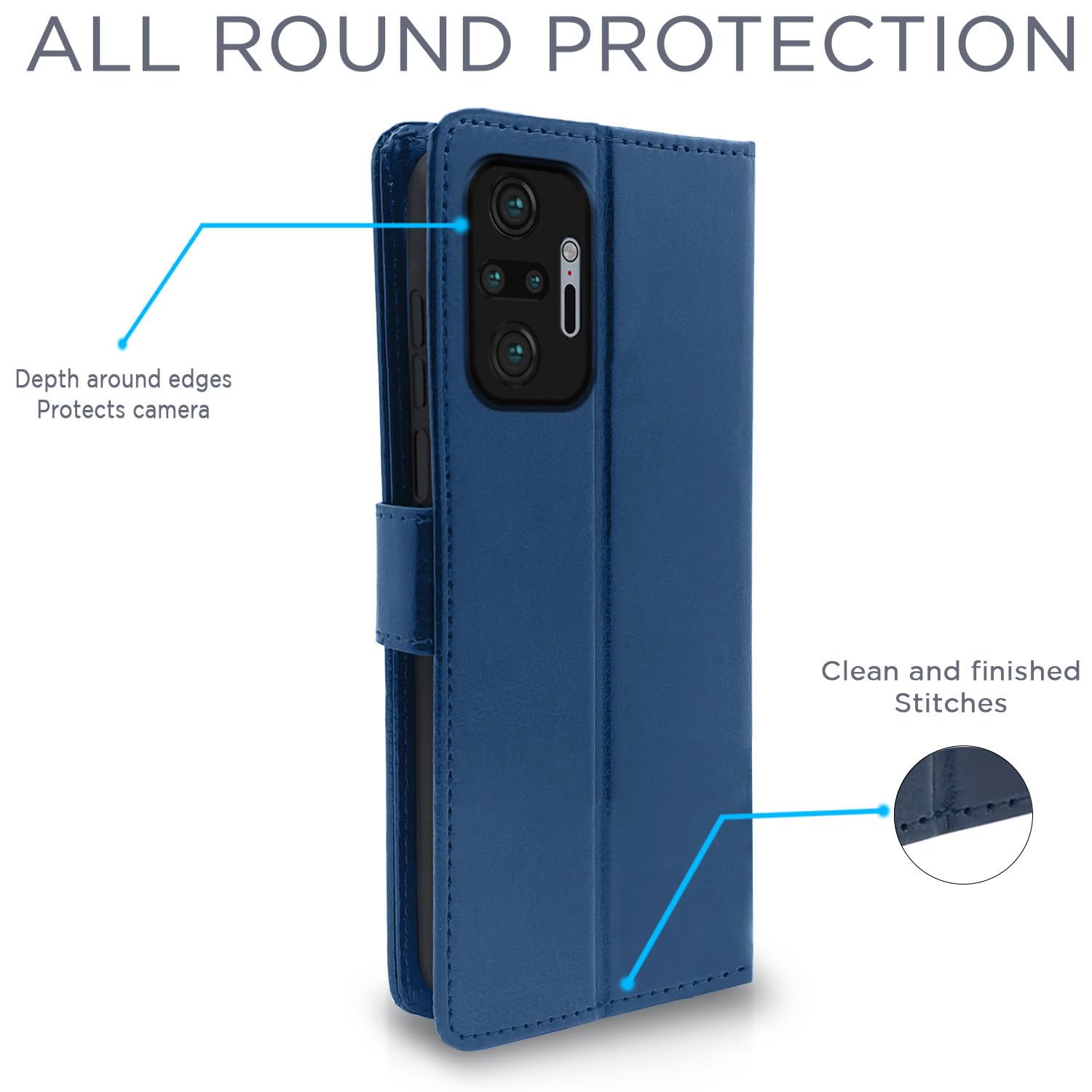 Pikkme Redmi Note 10 Pro Max Vintage Flip Cover | Blue