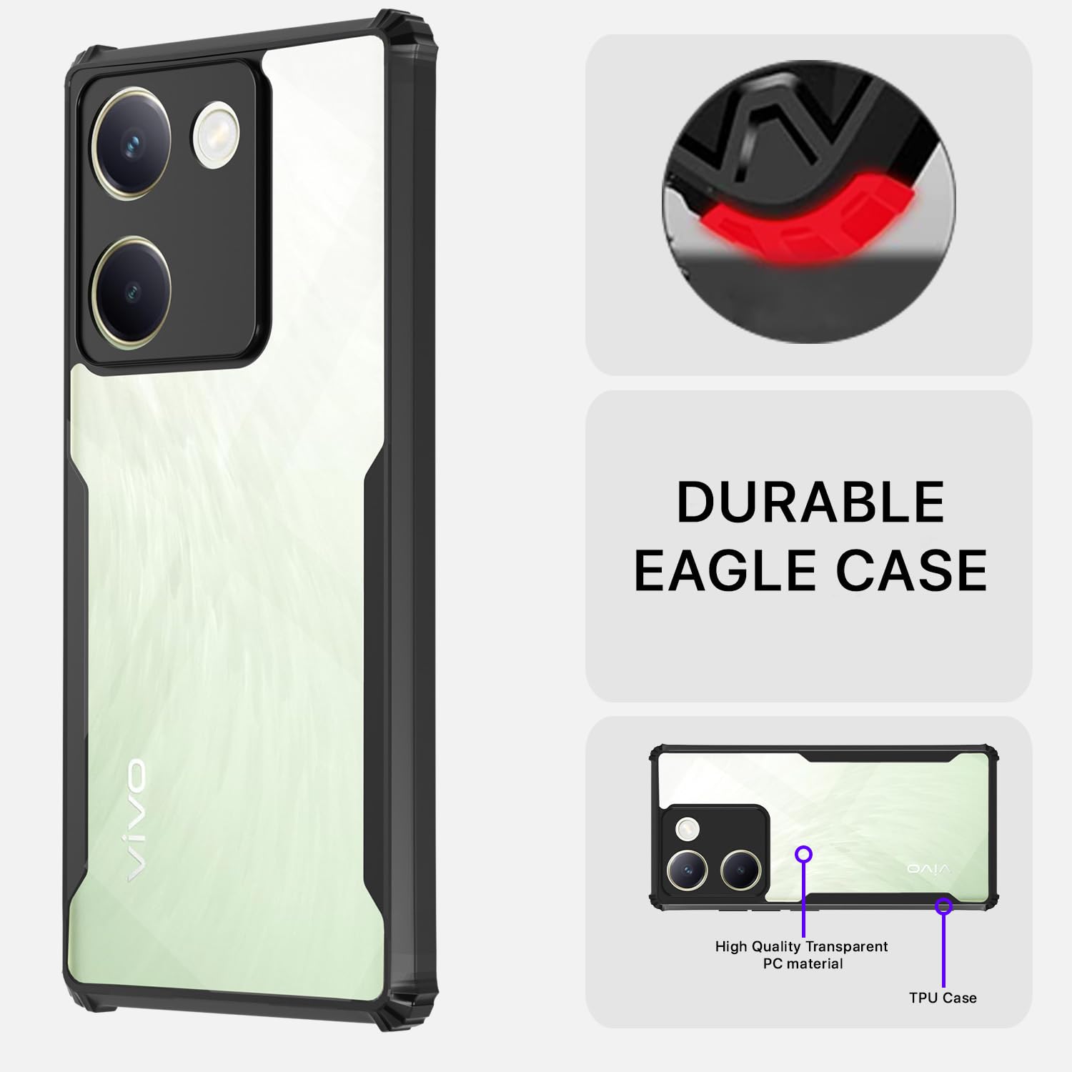 Black Clear back cover for Vivo Y200 Pro 5G – Pikkme – photo 5