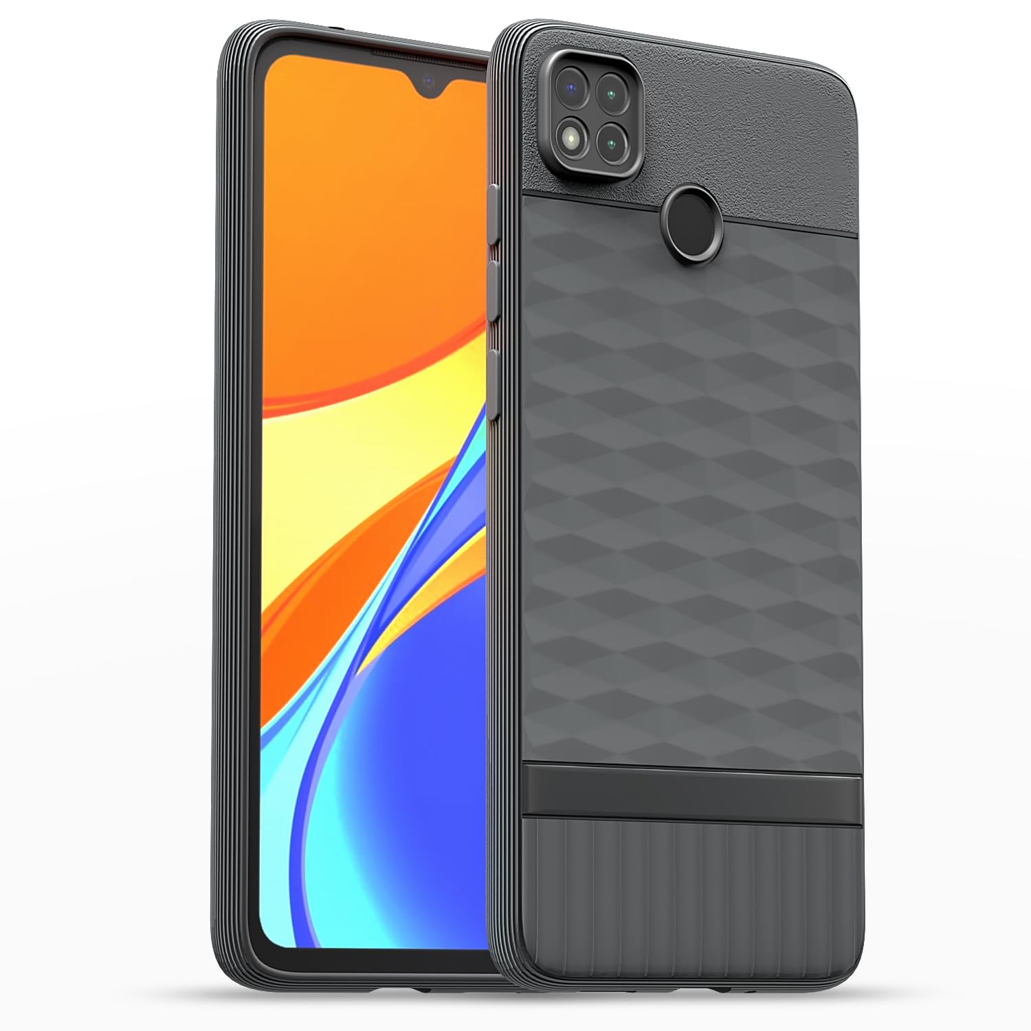 Mirror 360° Flip Case For Xiaomi Redmi 9 - Black Luxury Book Style Cover With Stand