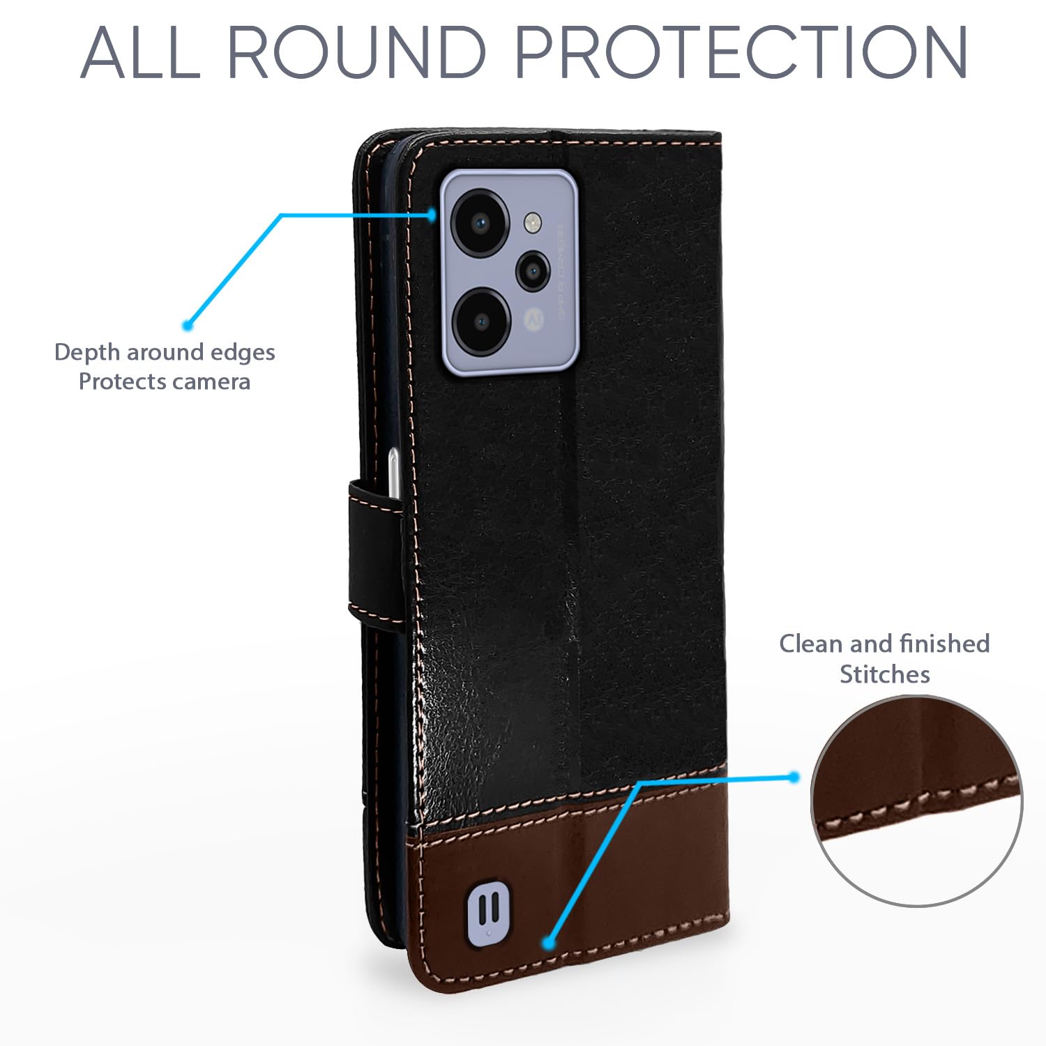 Pikkme black & brown Magnetic flip case for Realme C31 – photo 2
