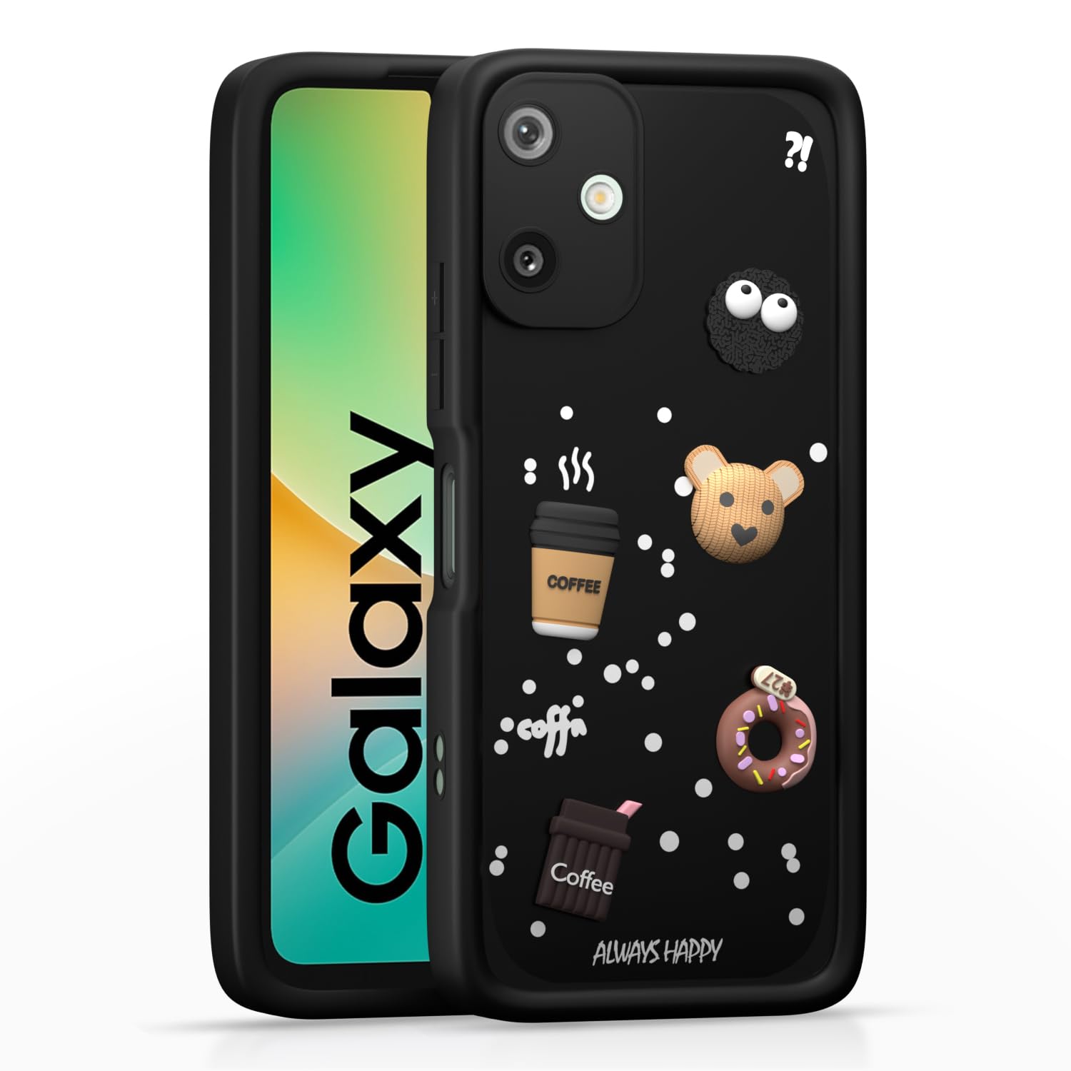 Pikkme Samsung Galaxy F06 5G / M06 5G Cute Fun Cartoon 3D Bear Coffee Back Cover (Black)