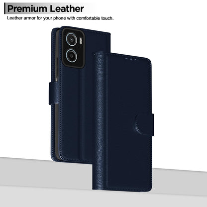Pikkme Motorola Moto G05 Premium Leather Finish Vintage Flip Cover (Blue)