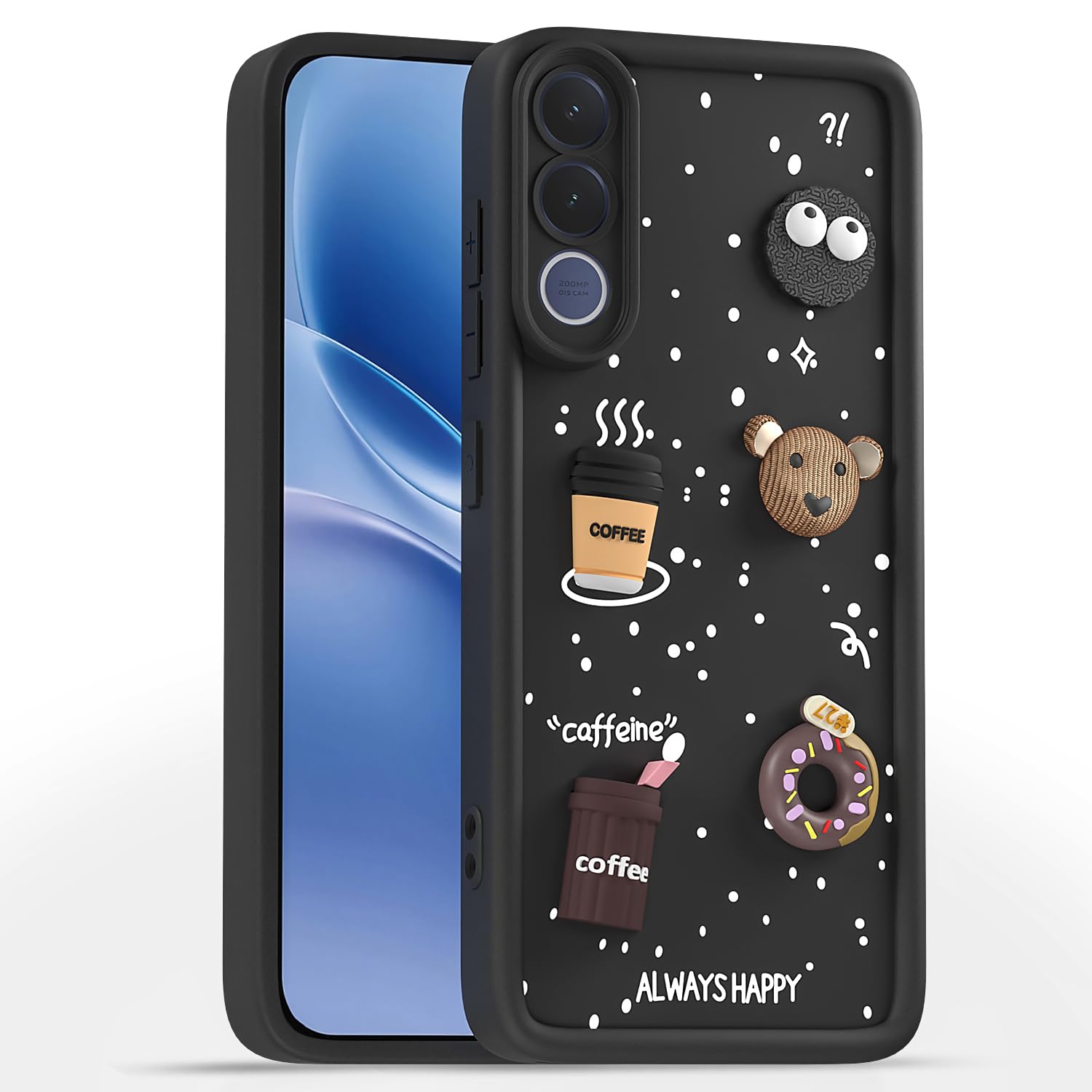 Black phone cover for Vivo V70 FE 5G/3D – Pikkme