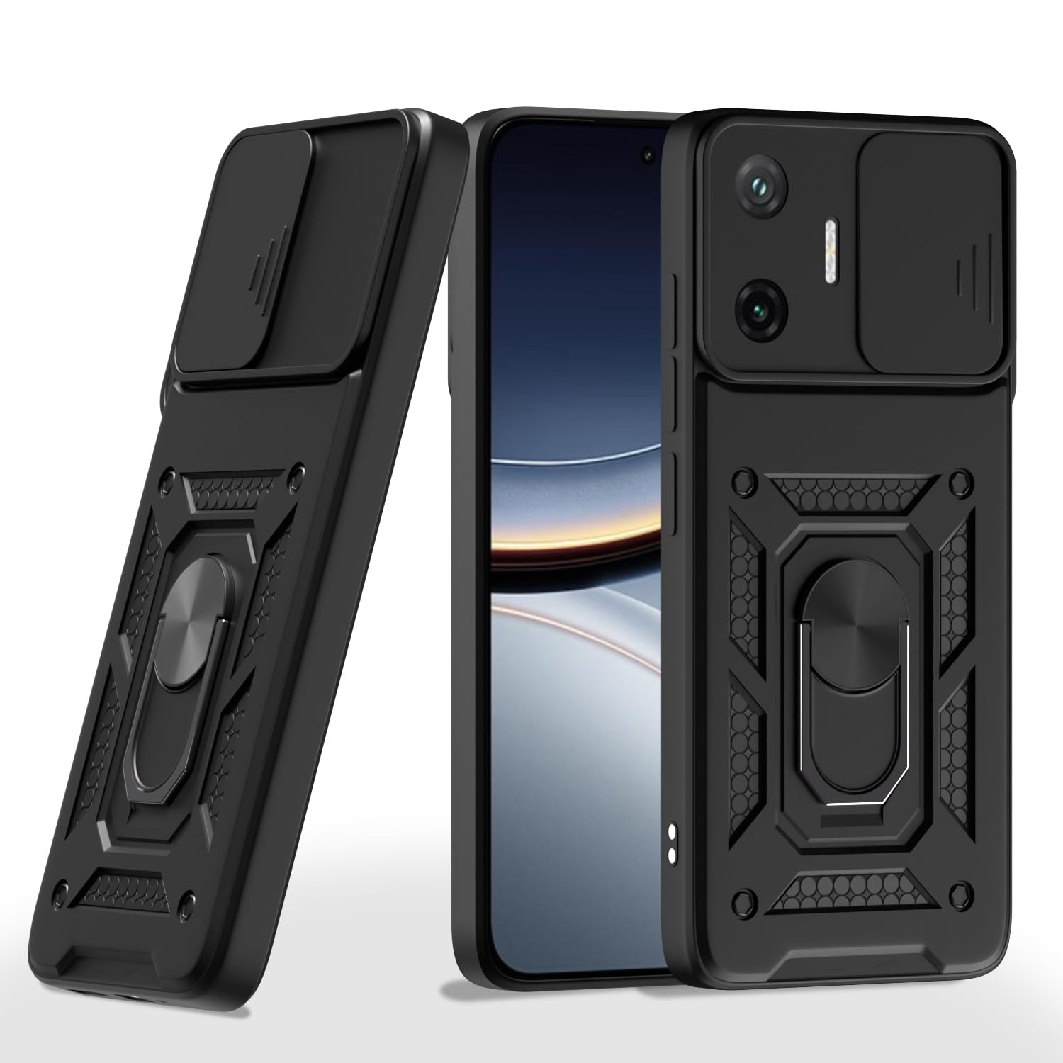 Pikkme Poco F7 5G D10 Tough Armor Back Cover (Black)