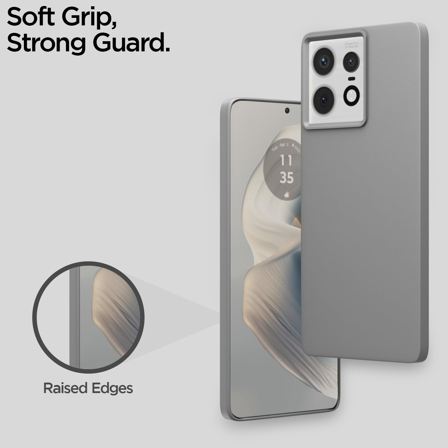 Pikkme Moto Edge 50 Pro 5G SideCut Soft Matte Silicone Back Cover (Grey)
