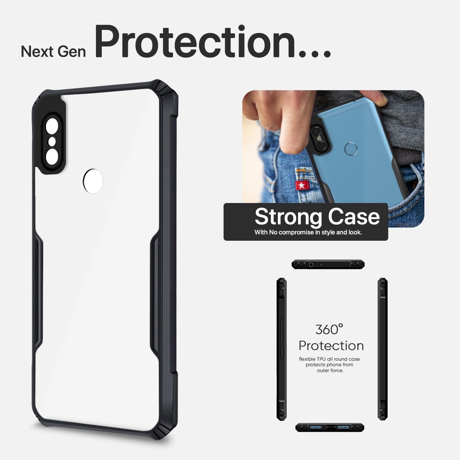 Redmi Note 6 Pro Hybrid back cover in black by Pikkme – photo 7