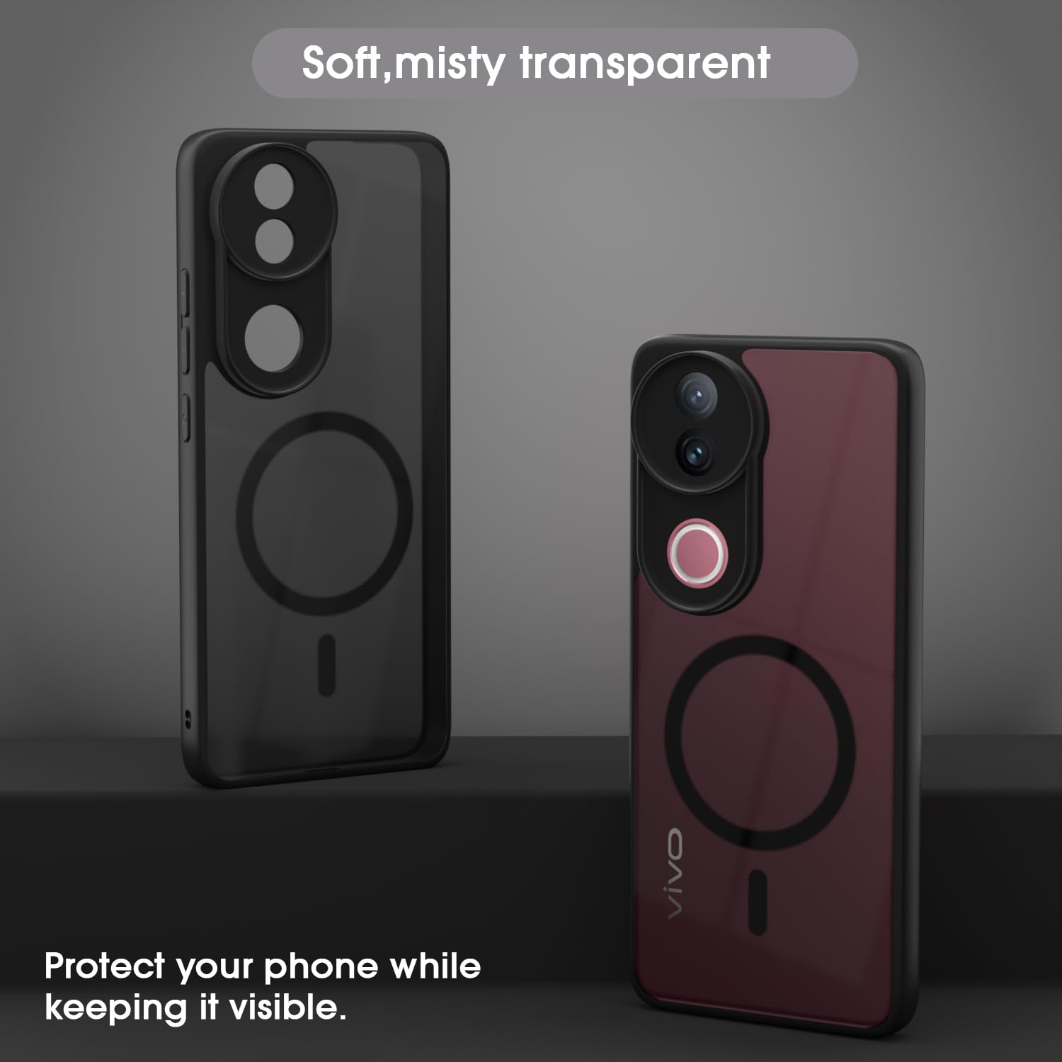 Black smoke mag-safe mobile back cover for iQOO Z10R/Vivo V50/V50e/Vivo T4R 5G – Pikkme – photo 3