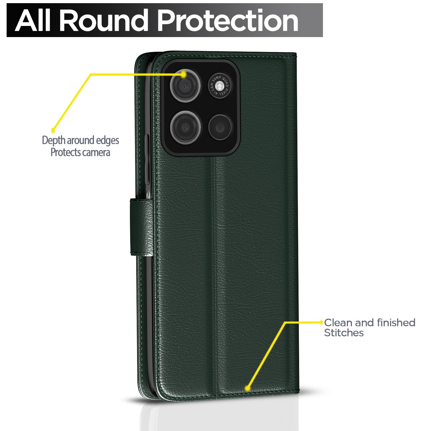 Moto G15 mobile flip cover in green by Pikkme – photo 4