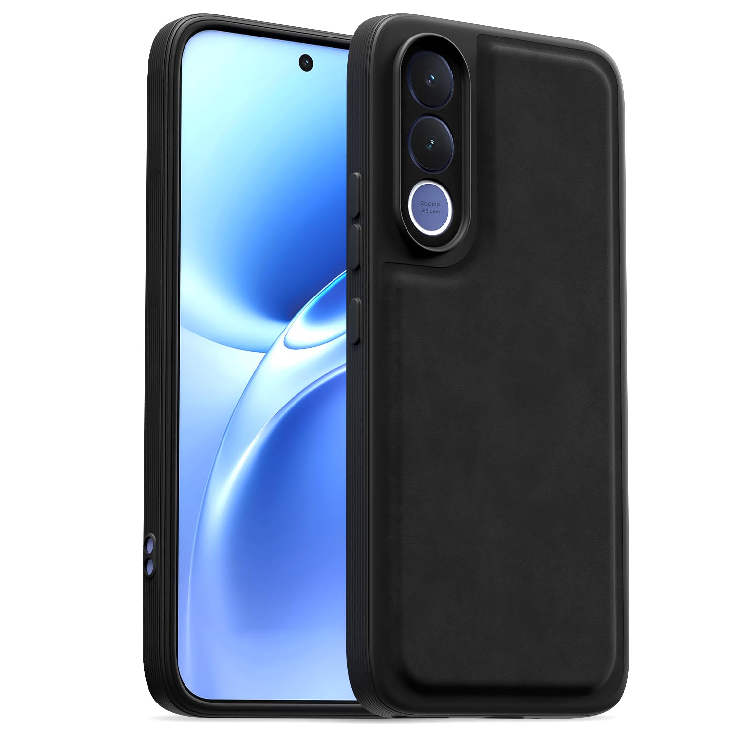 Pikkme black Leather phone cover for Vivo V70 FE 5G