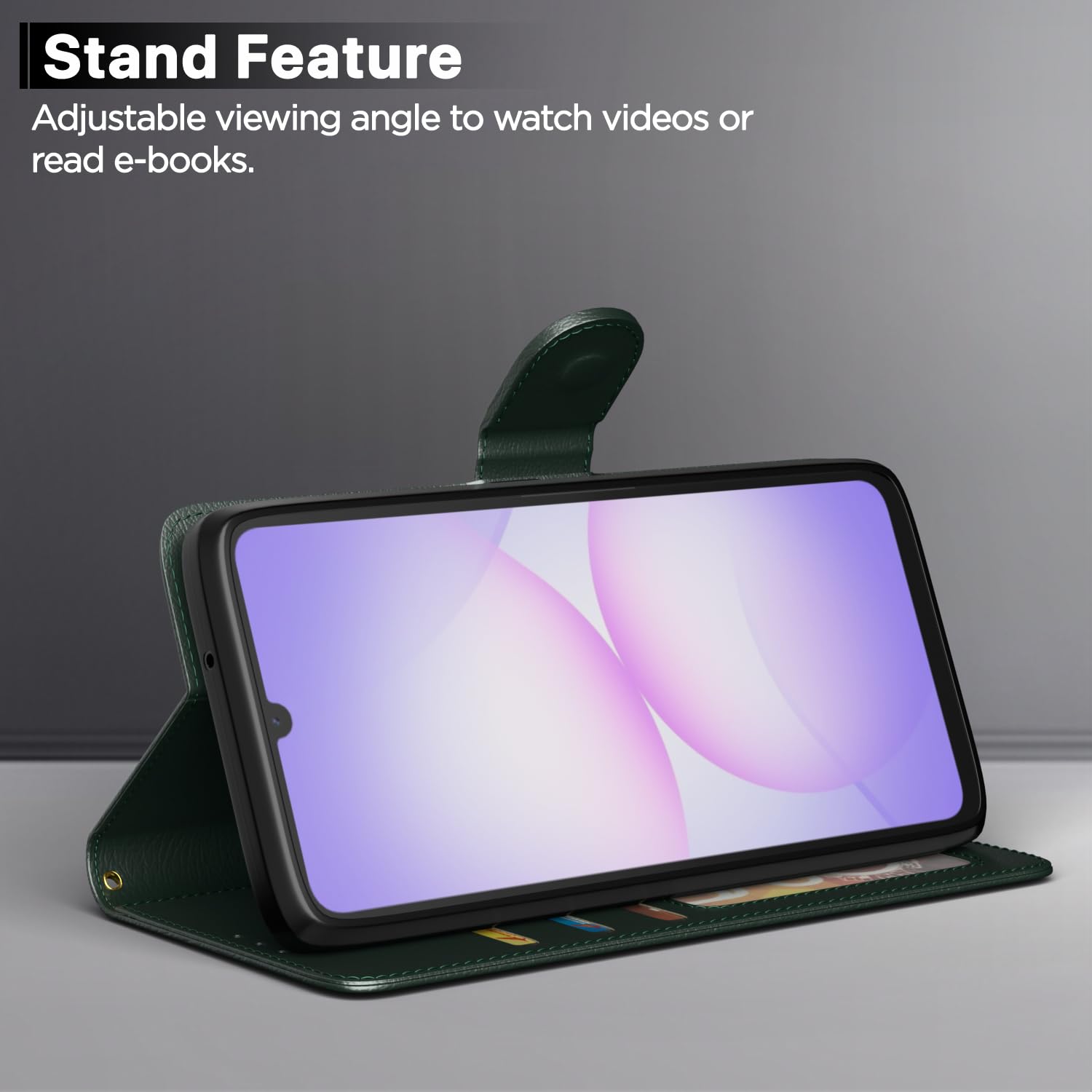 Green mobile flip cover for Samsung F70e 5G/M07/M17e/F07/A07/A07 5G – Pikkme – photo 3