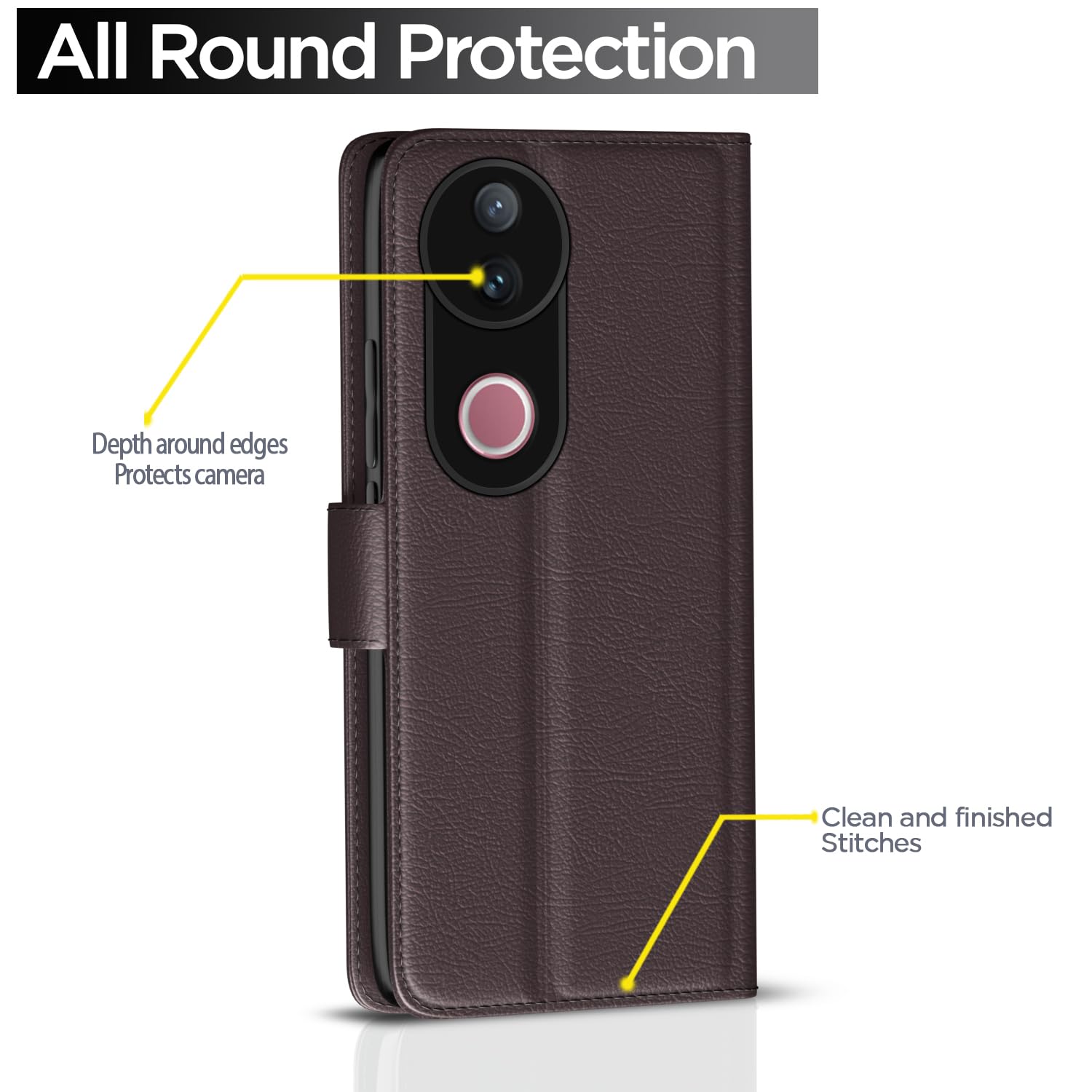 Pikkme Vivo V50 5G / V50e 5G Vintage Flip Cover (Coffee)
