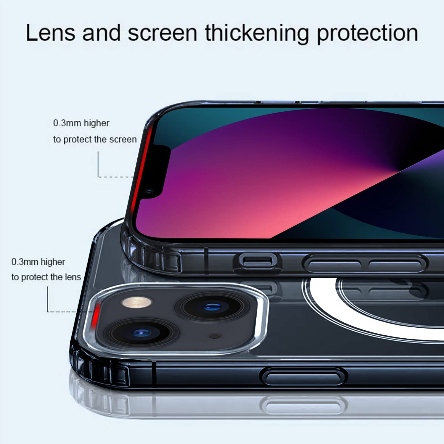 Pikkme iPhone 13 Mag-Safe Crystal Clear | TPU & Polycarbonate Back Cover (Transparent)