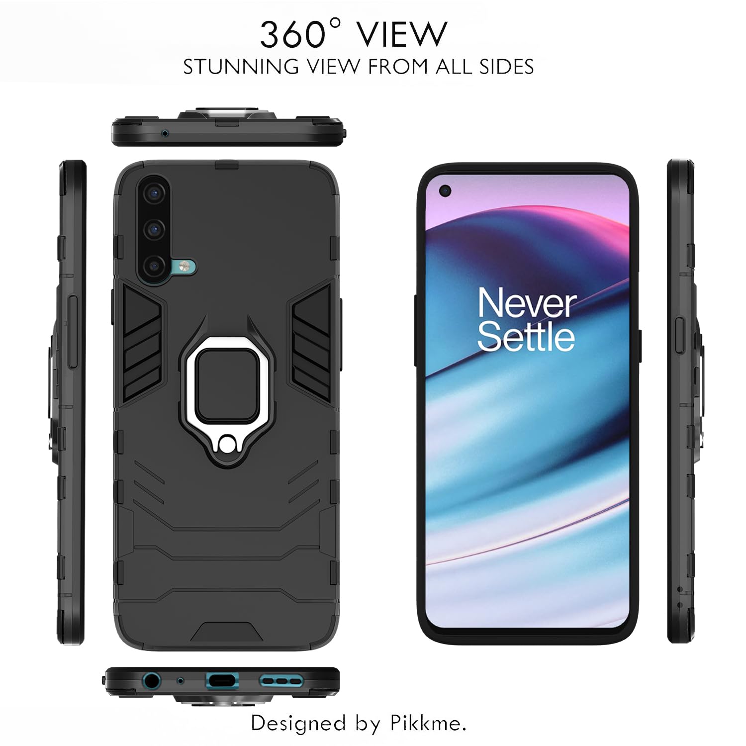 Pikkme OnePlus Nord Ce 5G D5 Tough Armor Back Cover | Black