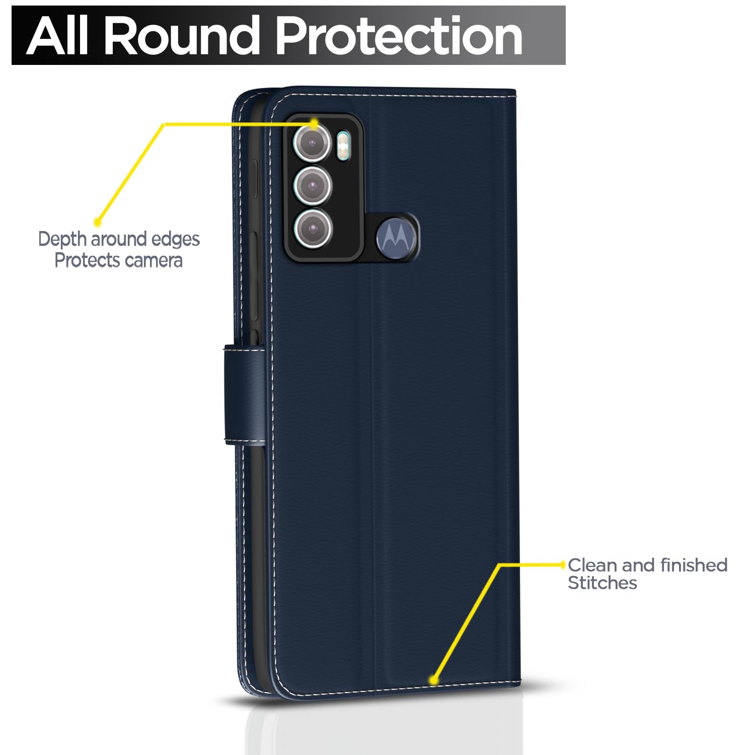 Moto G60/G40 Fusion wallet flip cover in blue by Pikkme – photo 4
