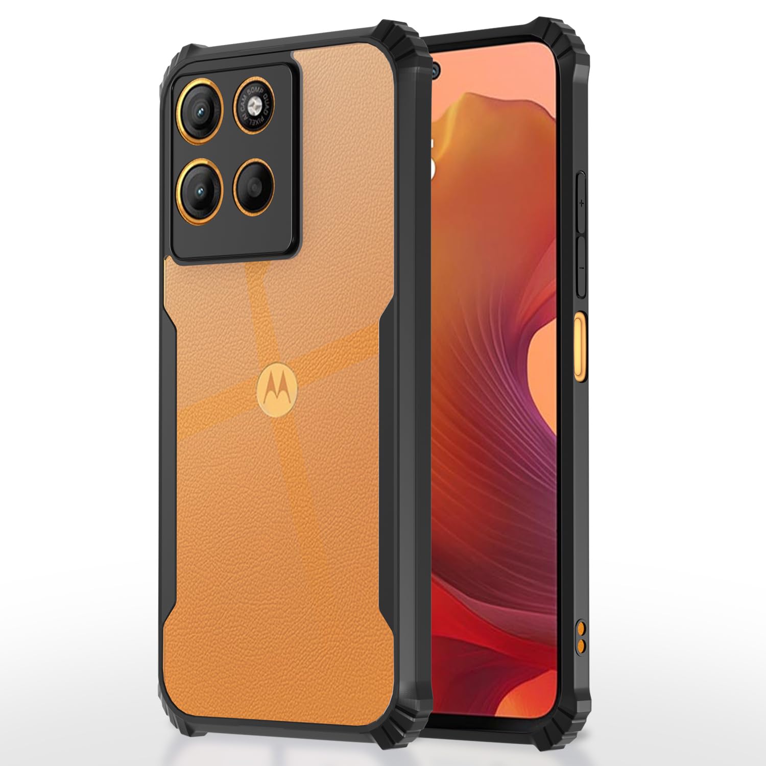 Moto G15 Clear mobile back cover in black by Pikkme