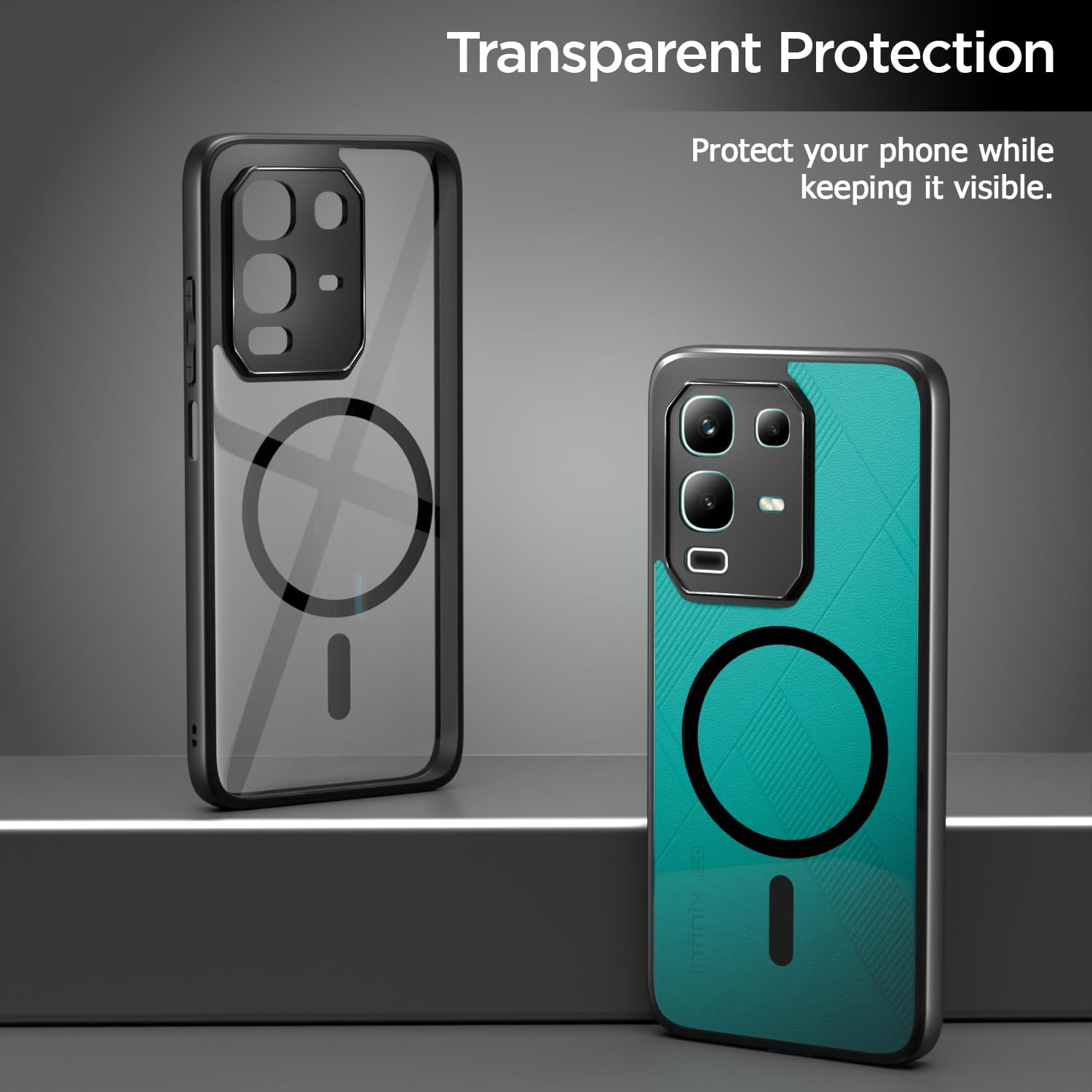 Pikkme Infinix Note 50x 5G Eagle 2 Mag-Safe Shockproof Hard Transparent Back Cover (Black)
