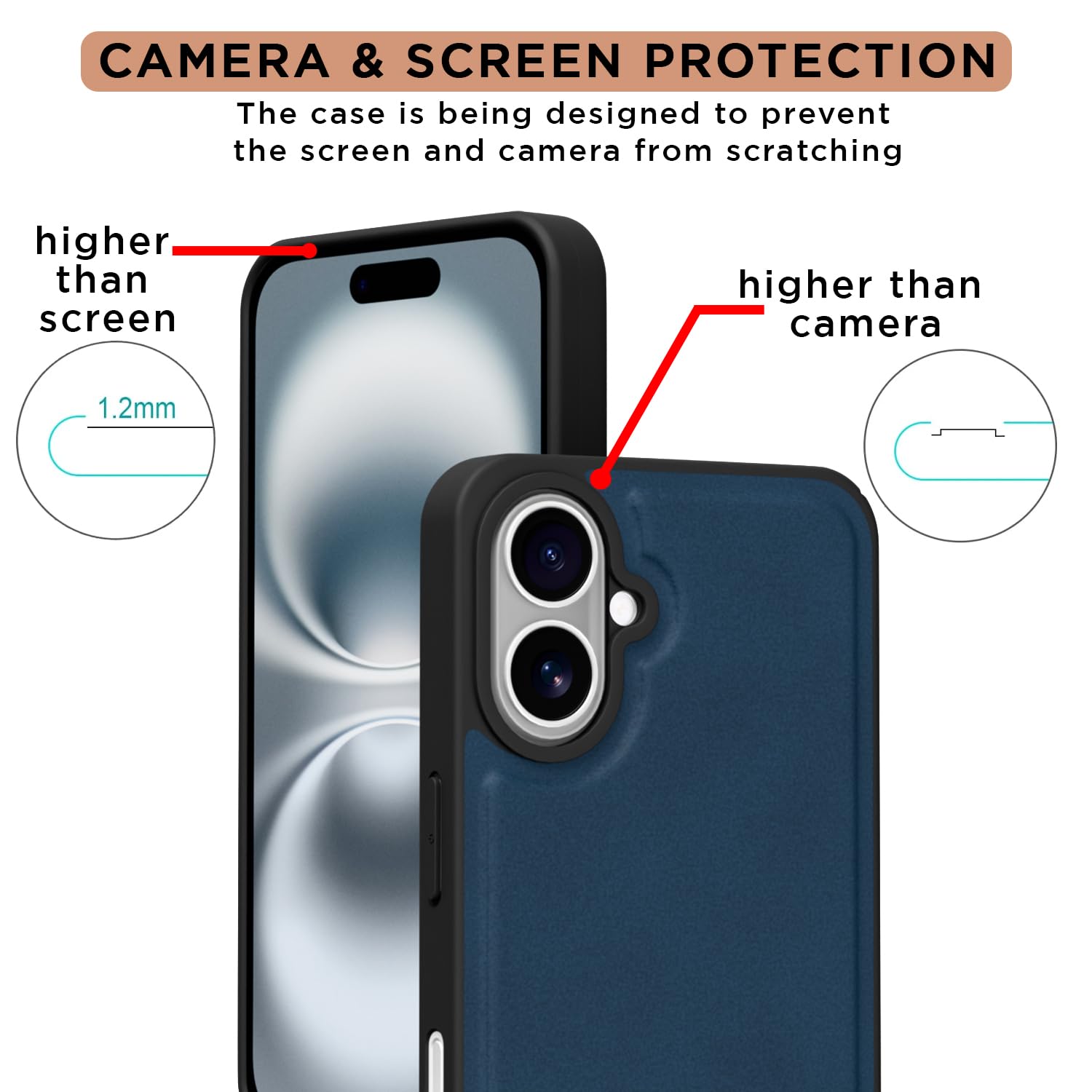 iPhone 16 Leather mobile back cover in blue by Pikkme – photo 4