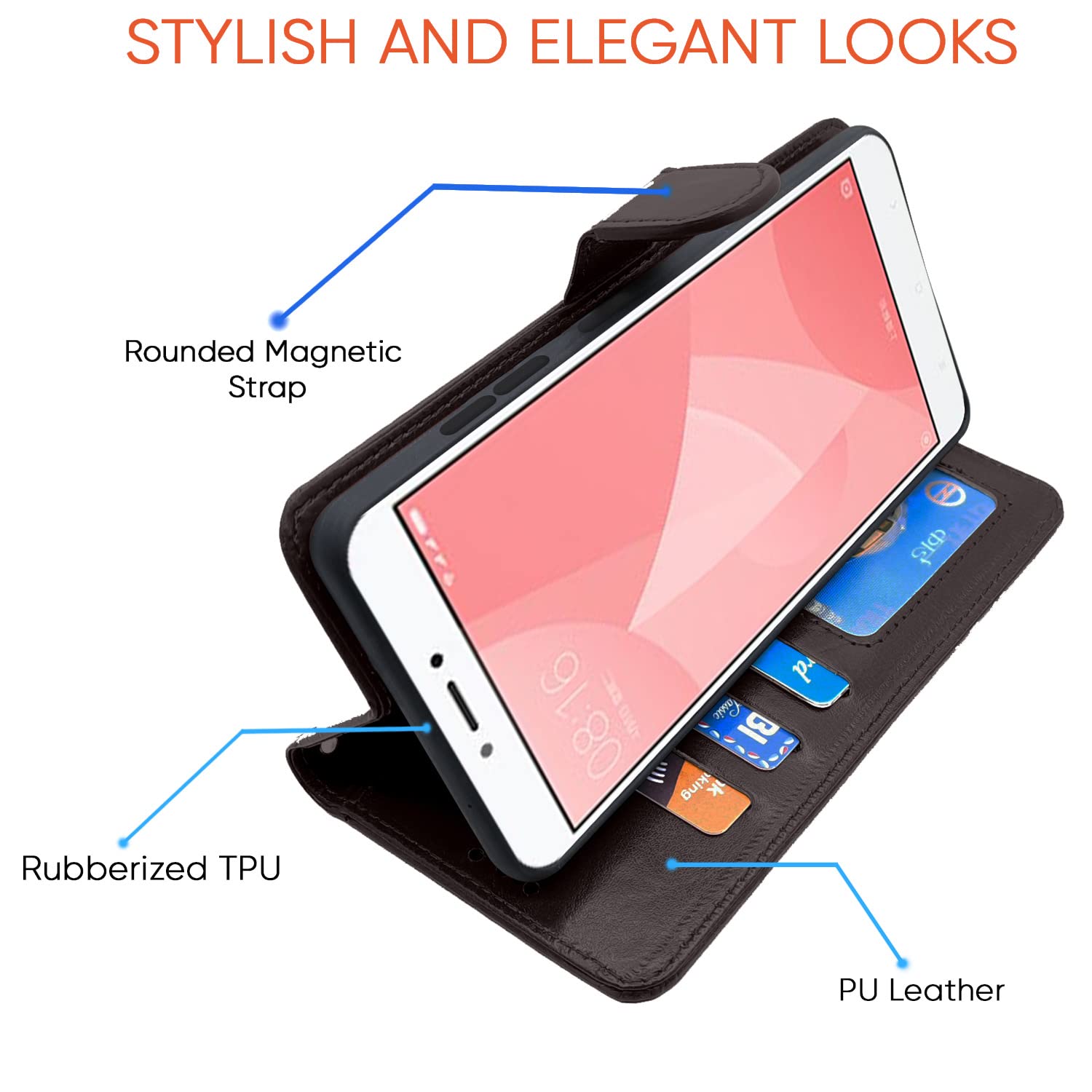 Pikkme Redmi 4 Vintage Flip Cover (Coffee)